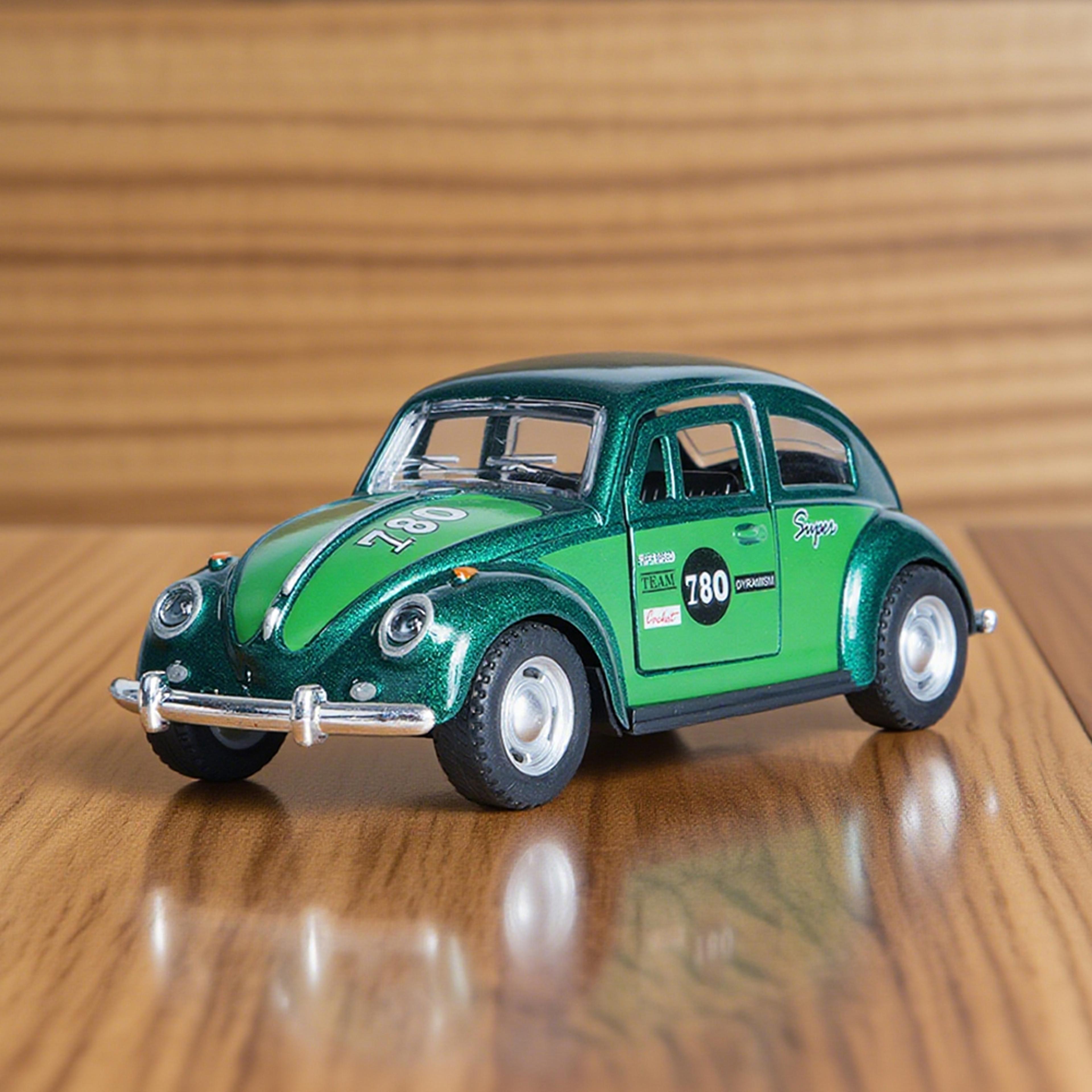 Retro Green Beetle Toy Car Alloy Model Car Pull Back Action Openable Doors Childrens Gift Boys Toy  5