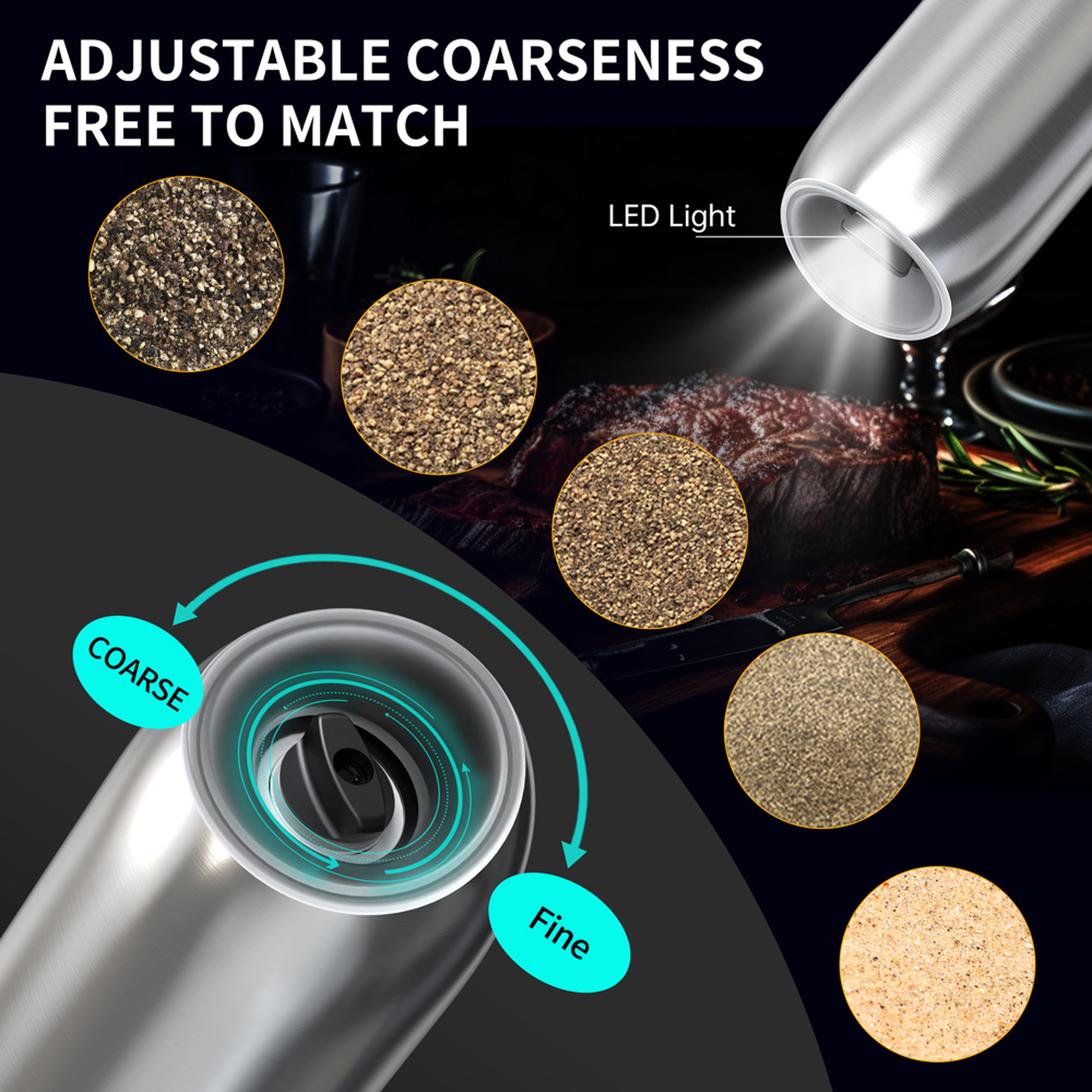 Electric Salt And Pepper Grinder Set New Upgraded Larger Capacity Automatic Pepper Mill With LED Li 4