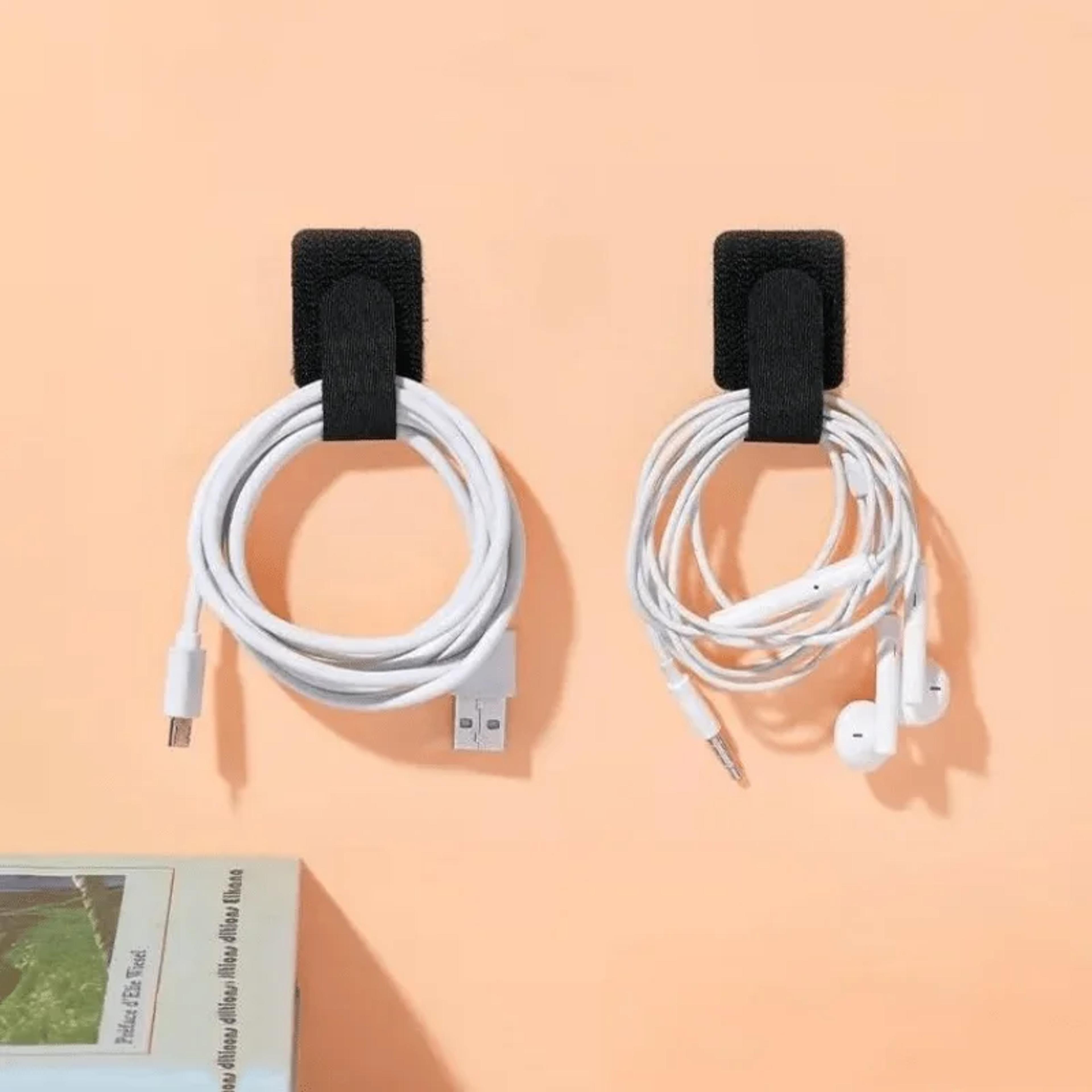 self adhesive cord rope holder, reusable cable ties fastening straps, adjustable desk management wire organizer