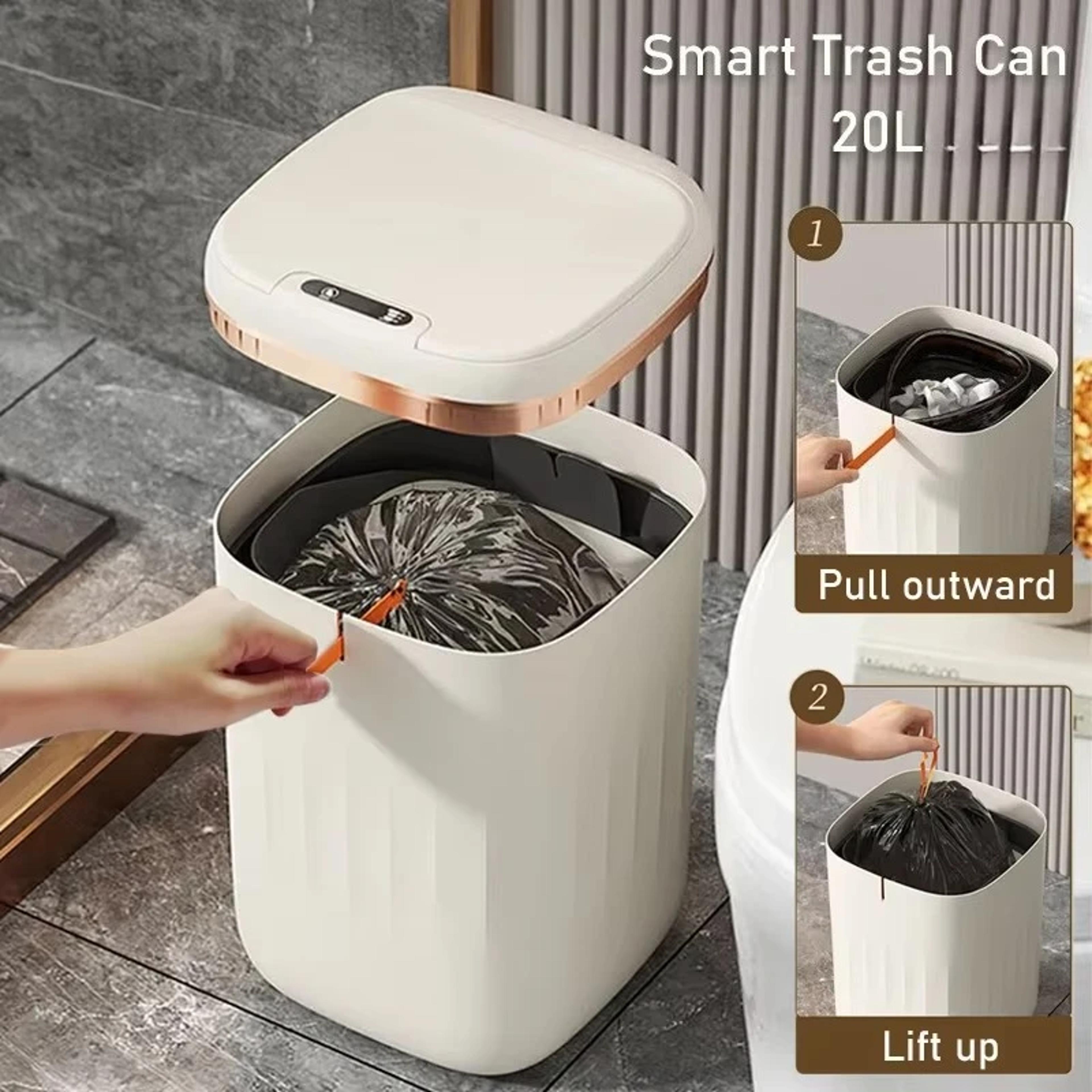 large-capacity 20l waterproof trash can smart sensor black bathroom bin