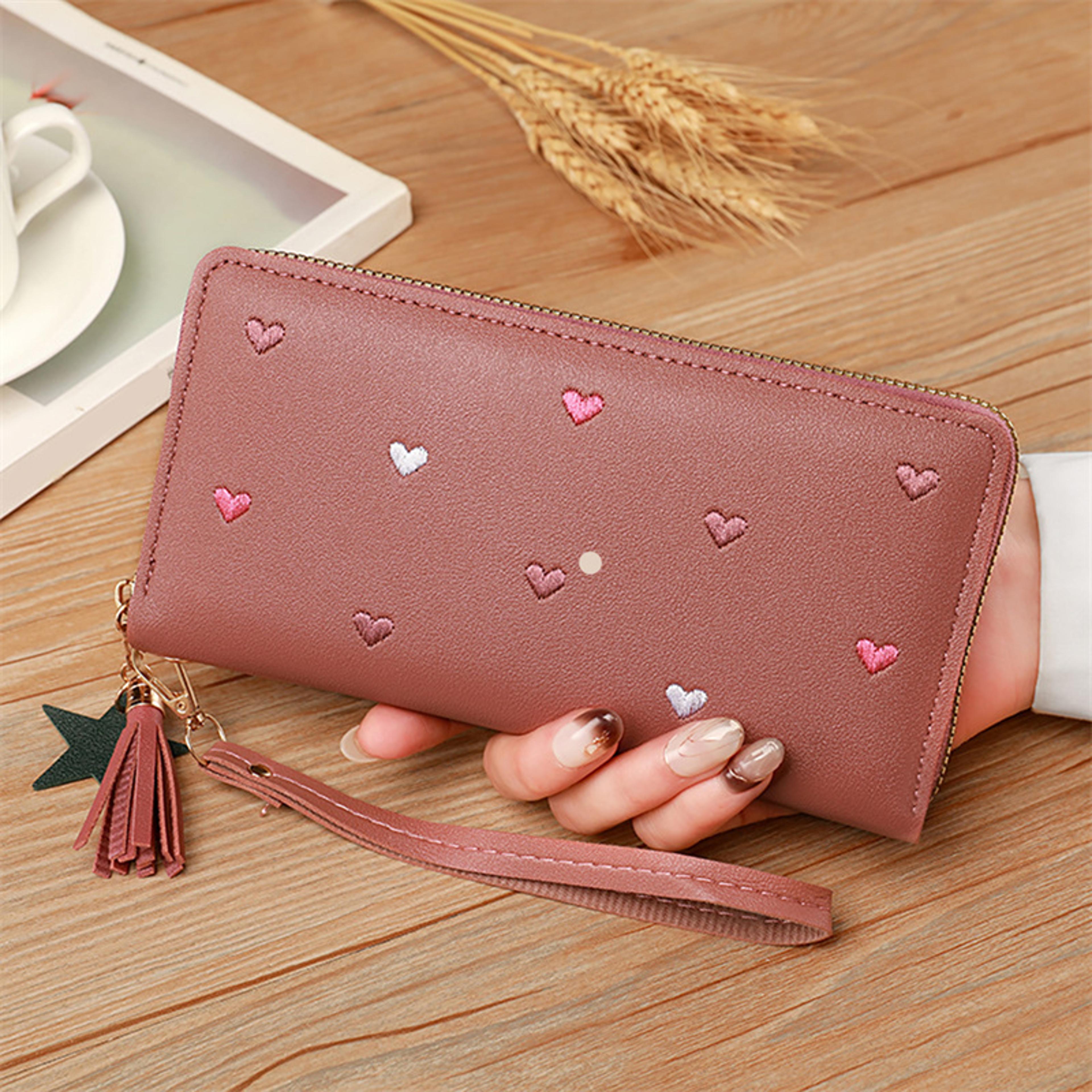 Women Long Wallets Purses Luxury Love Heart Phone Wallet Ladies Card Holder Clutch 9