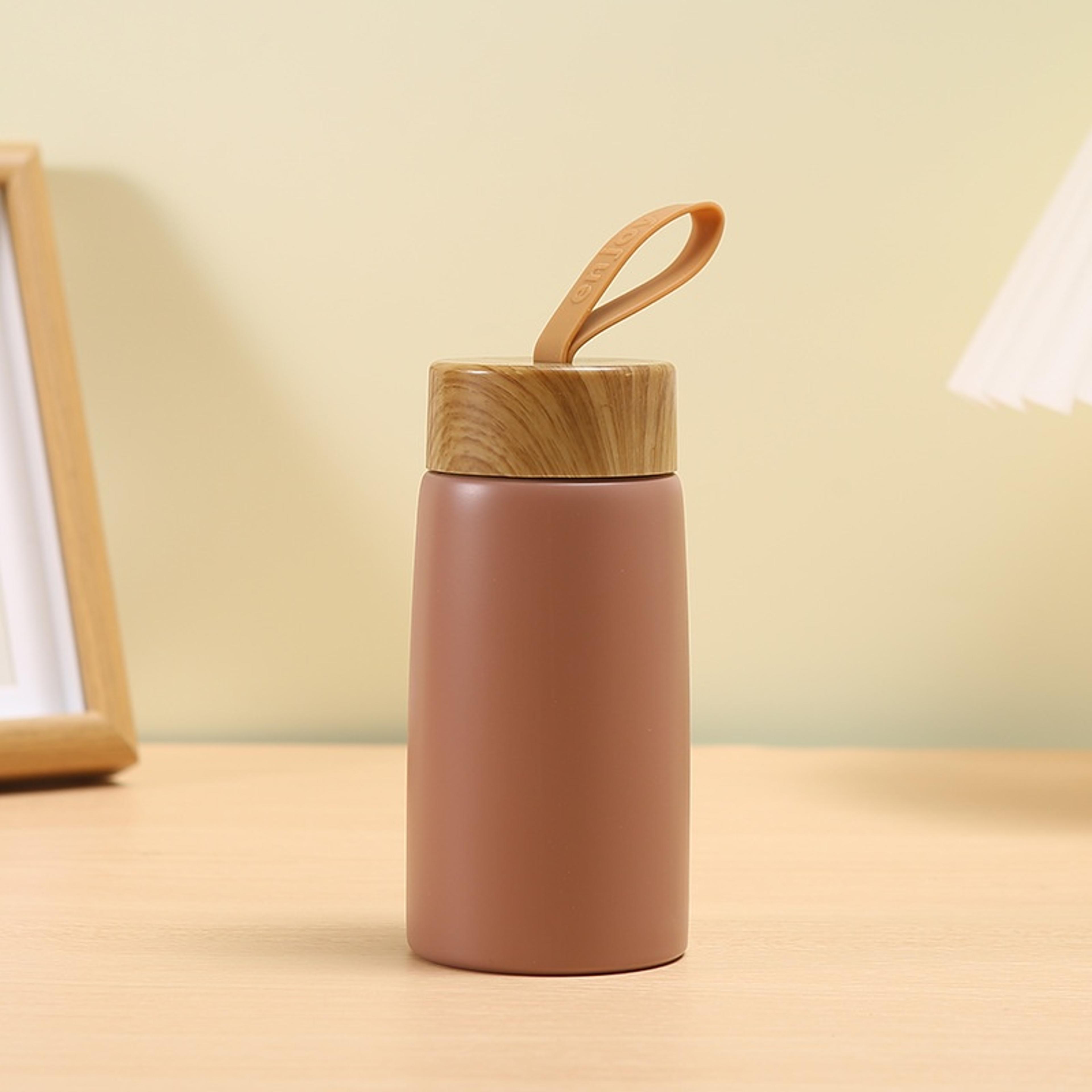 New Style Portable Vacuum Thermos Stainless Steel Water Cup With Wood Grain Cover HighValue Pocket