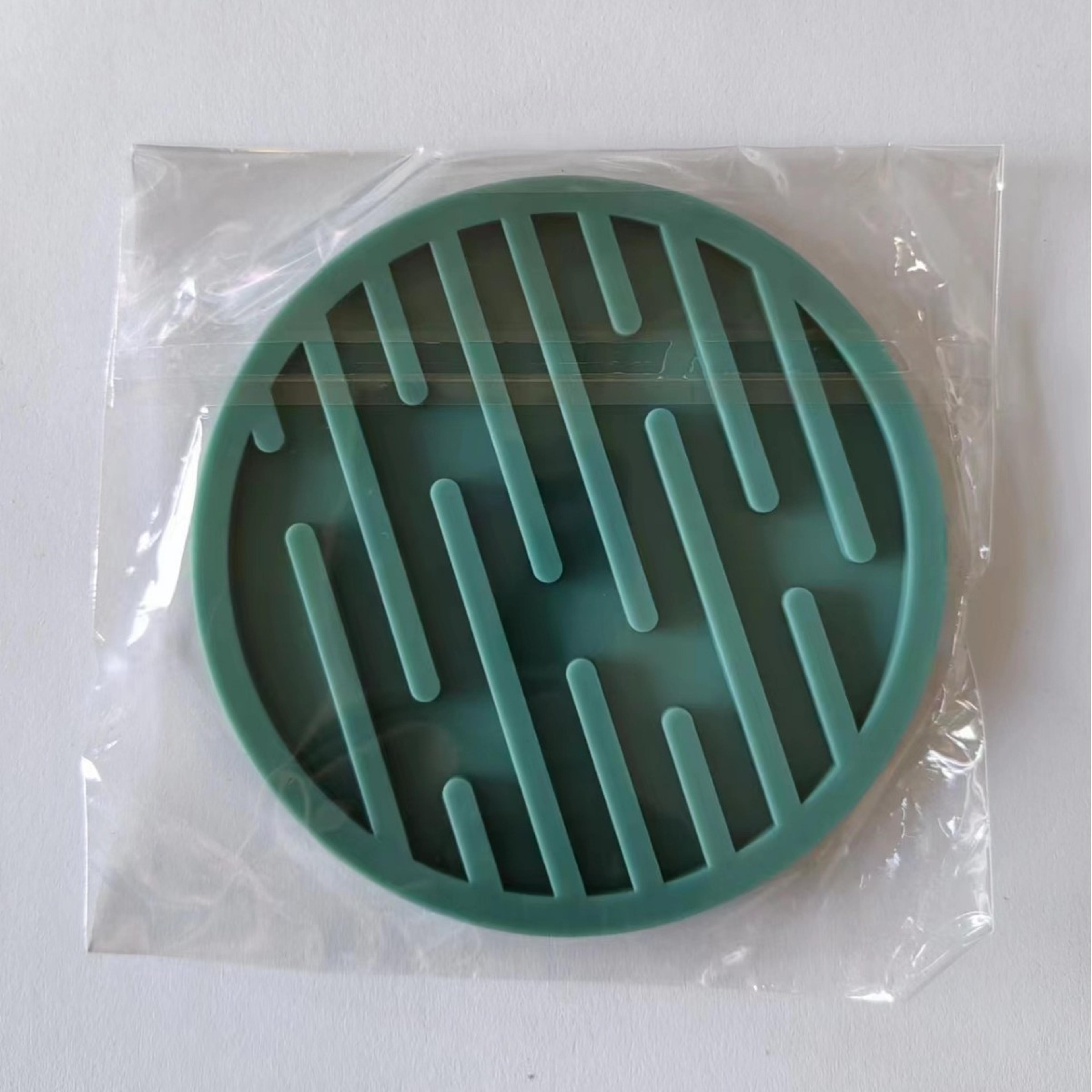 Heatresistant Silicone Coaster Antislip Round Striped Beverage Coaster Waterdraining Coasters 3