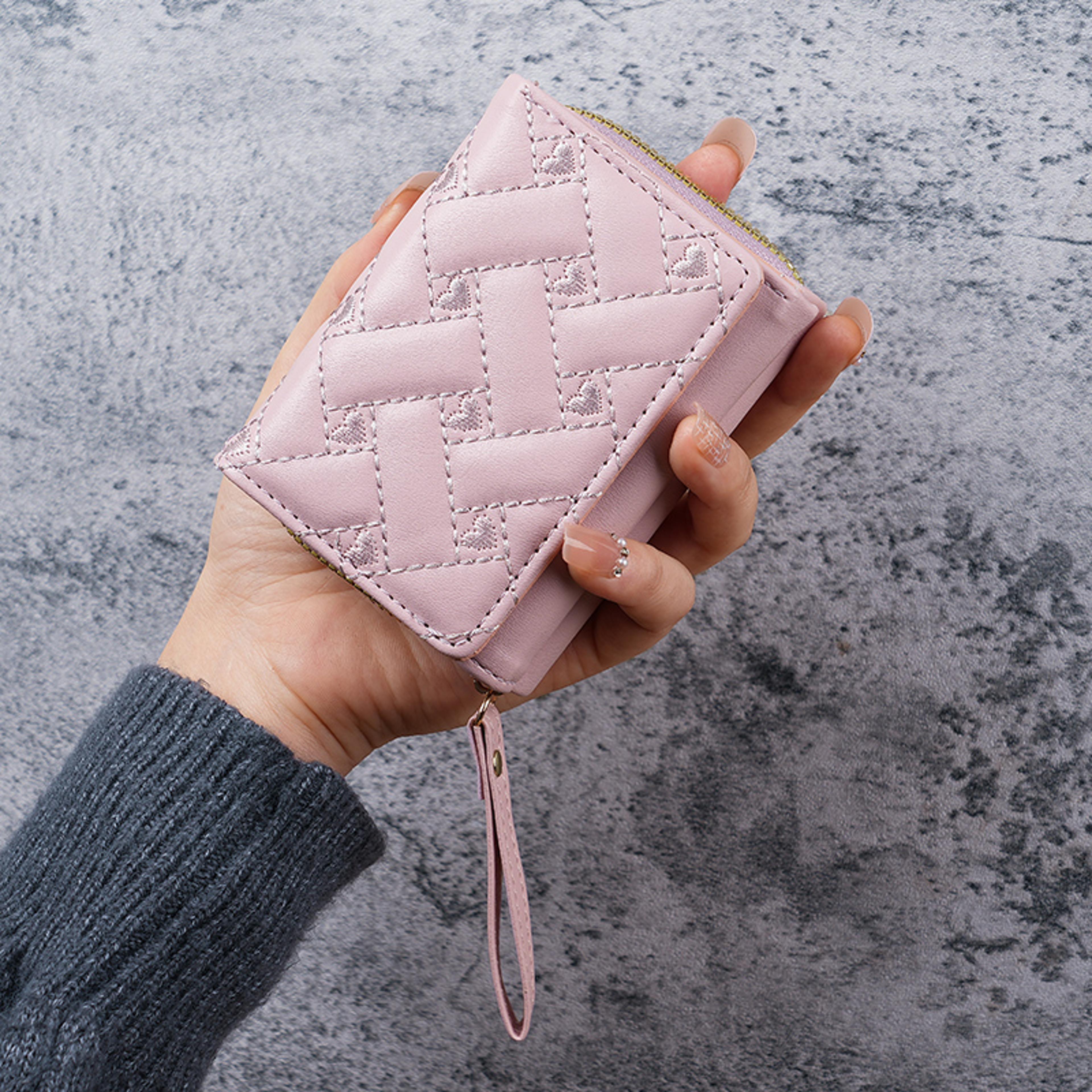 New Womens Wallet Short Simple Embroidered Love PU Zero Wallet Multi Card Small Wallet Wallet Walle 5