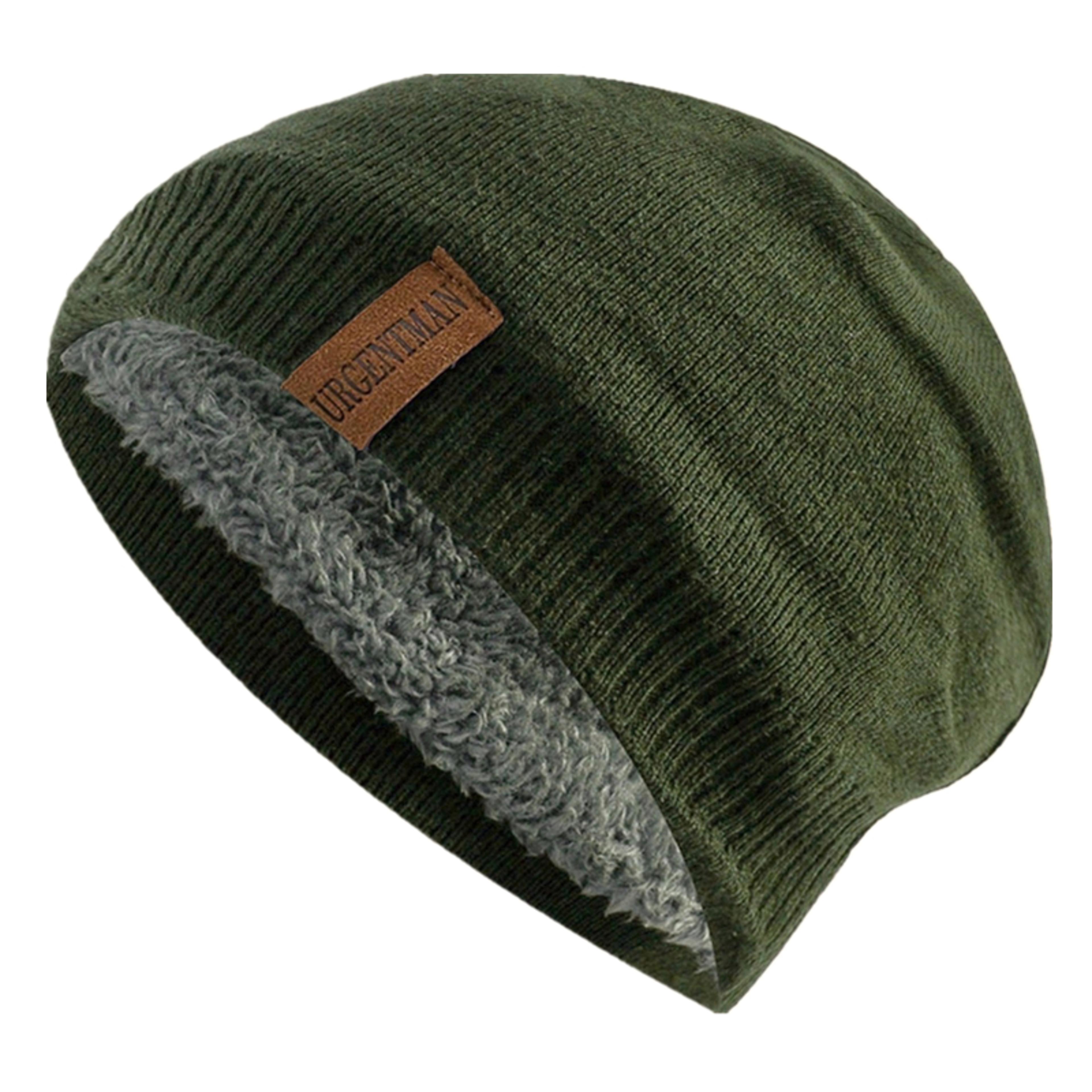 Solid Color Unisex Winter Hats Knitted Beanie Cap With Fur Lining For Men And Women Warm Sports Out 5