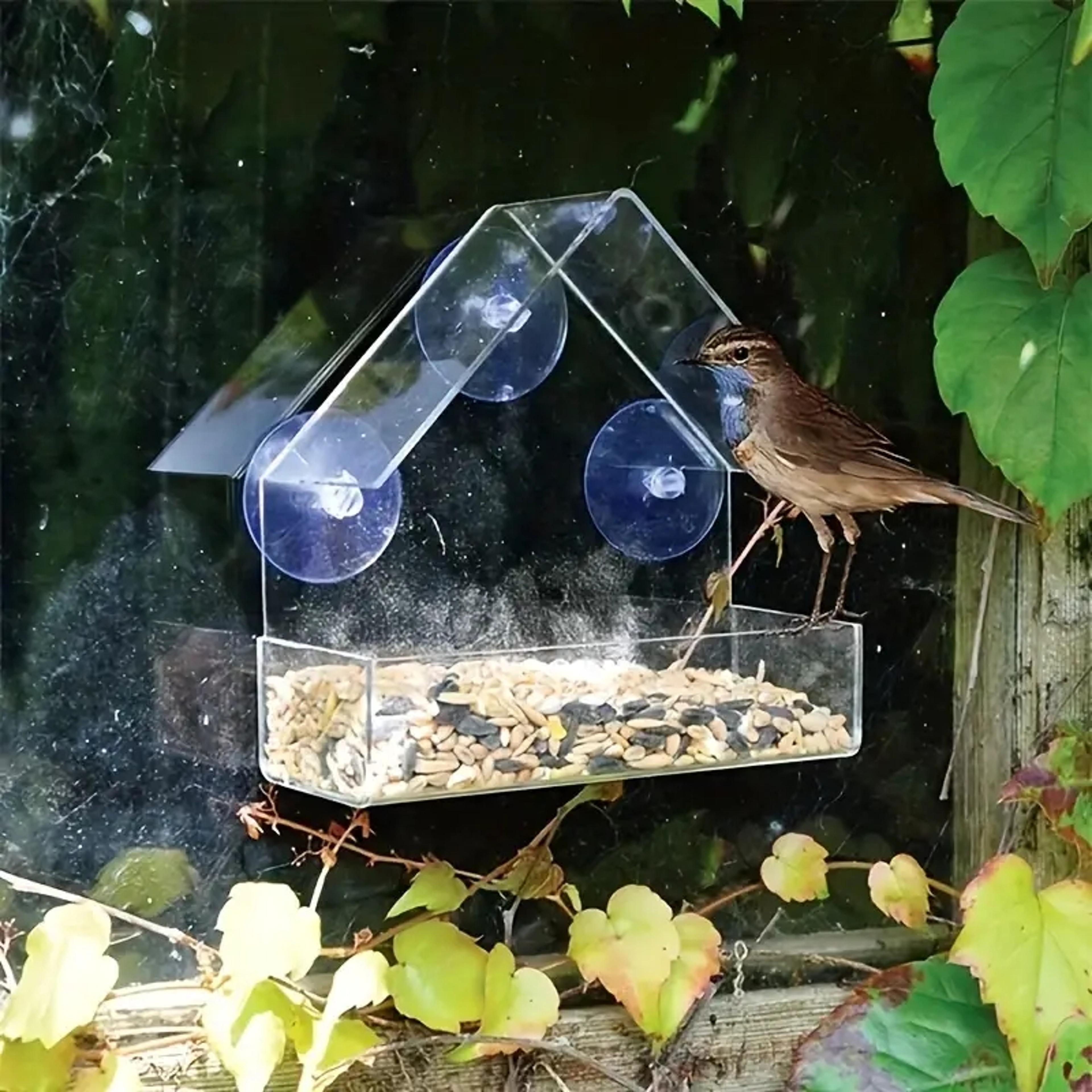 Outdoor Acrylic Bird Feeder Hanging Window Birdhouse For Backyard Wildlife 3