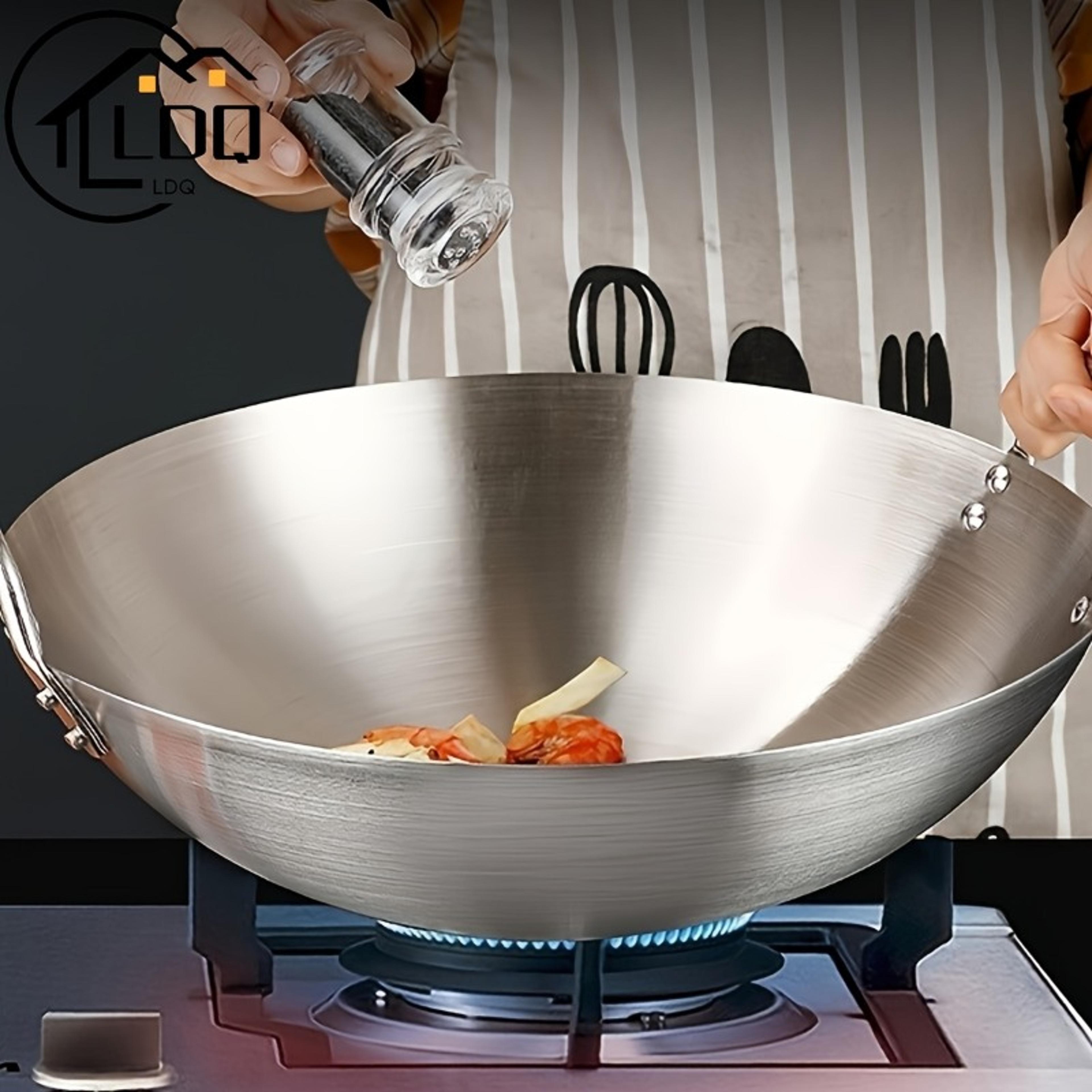 high-quality stainless steel wok, uncoated durable chef's pan, easy to clean