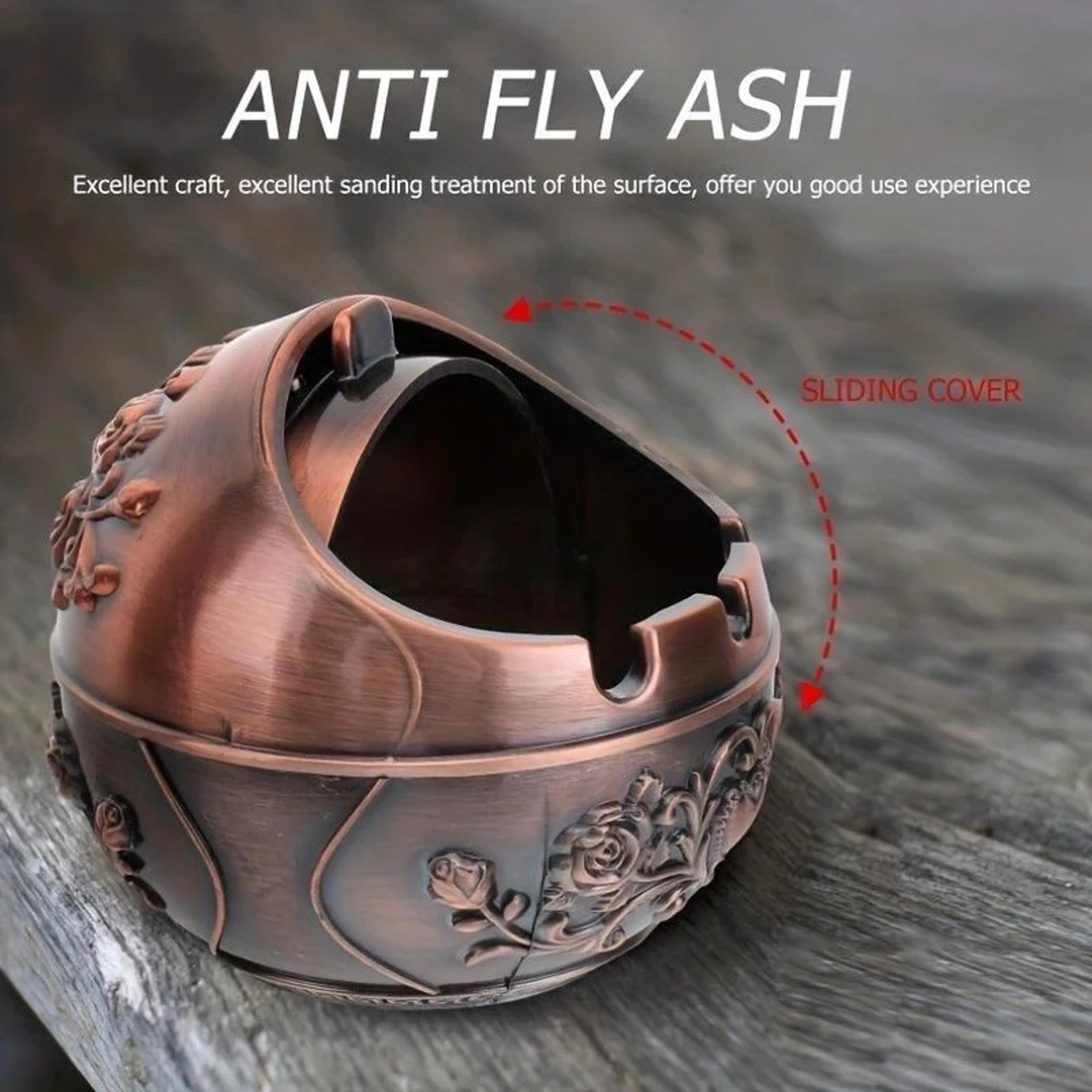 Retro Smoking Ashtray Metal Cigarette Holder With Windproof Lid Vintage Decorative Gadget 4