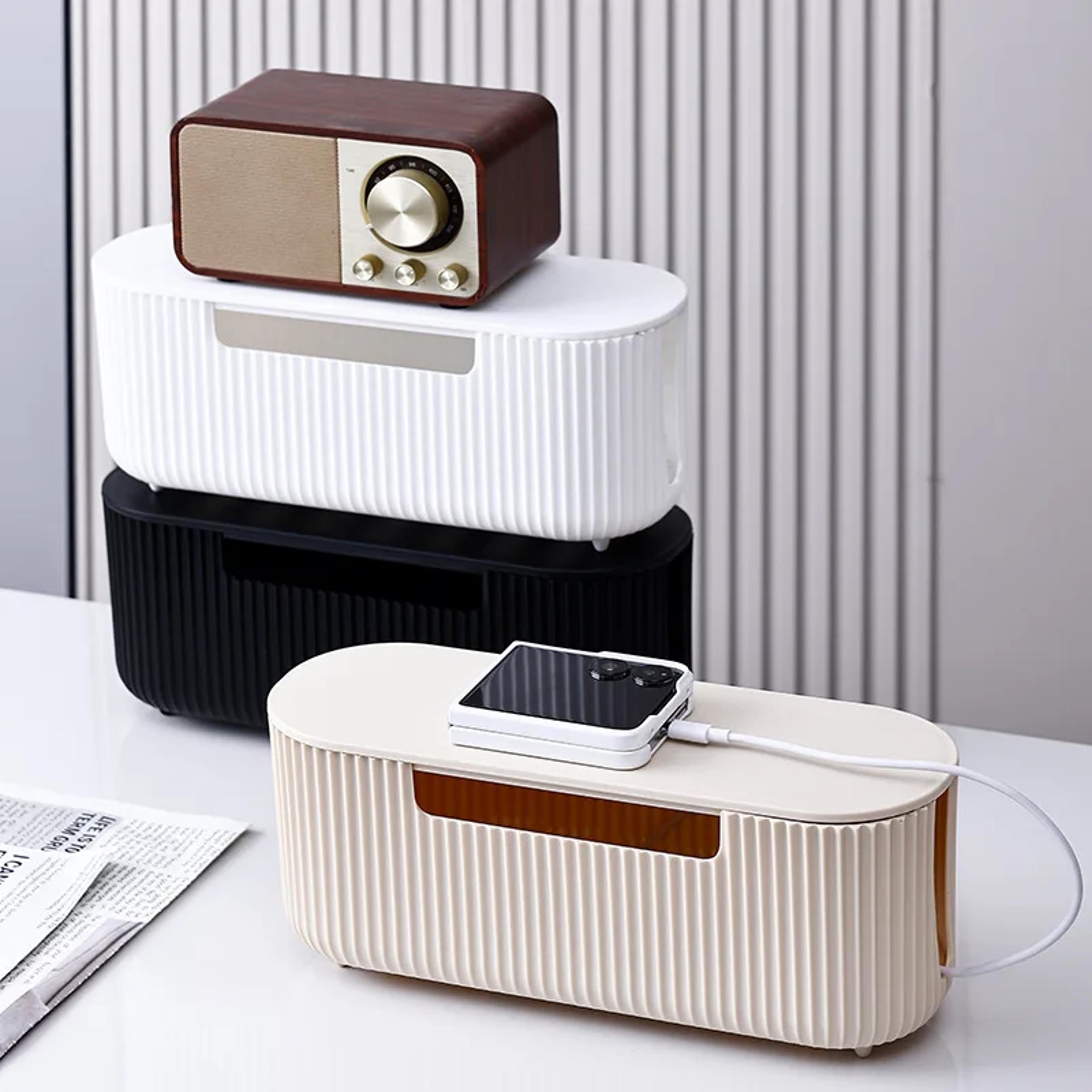 Desktop Cable Organizer Box Power Strip Storage Box Home Wire Management Cable Organizer 0