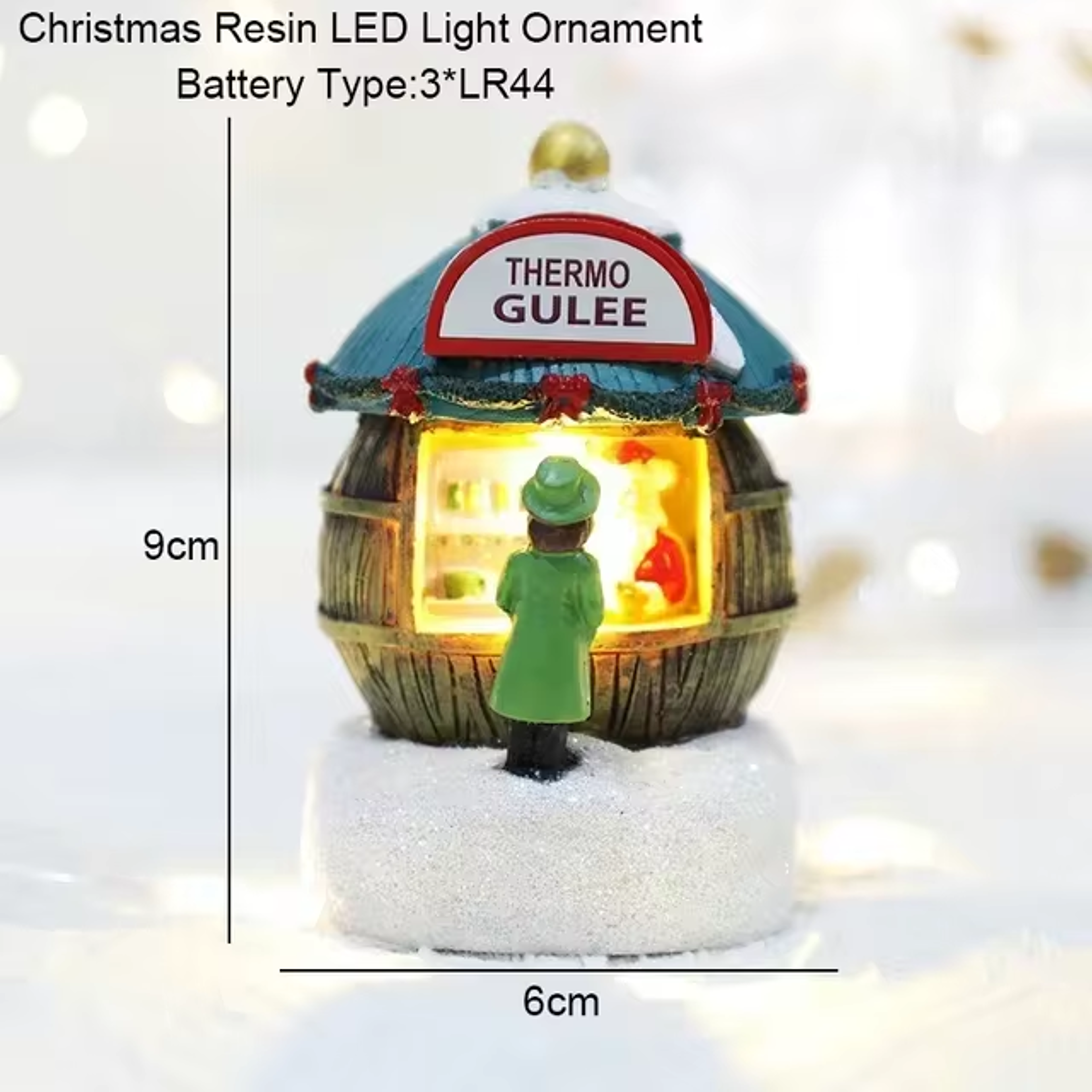 Resin Santa Claus Snowman Luminous Christmas LED House Pine Needles Snow Micro Landscape Ornaments 1