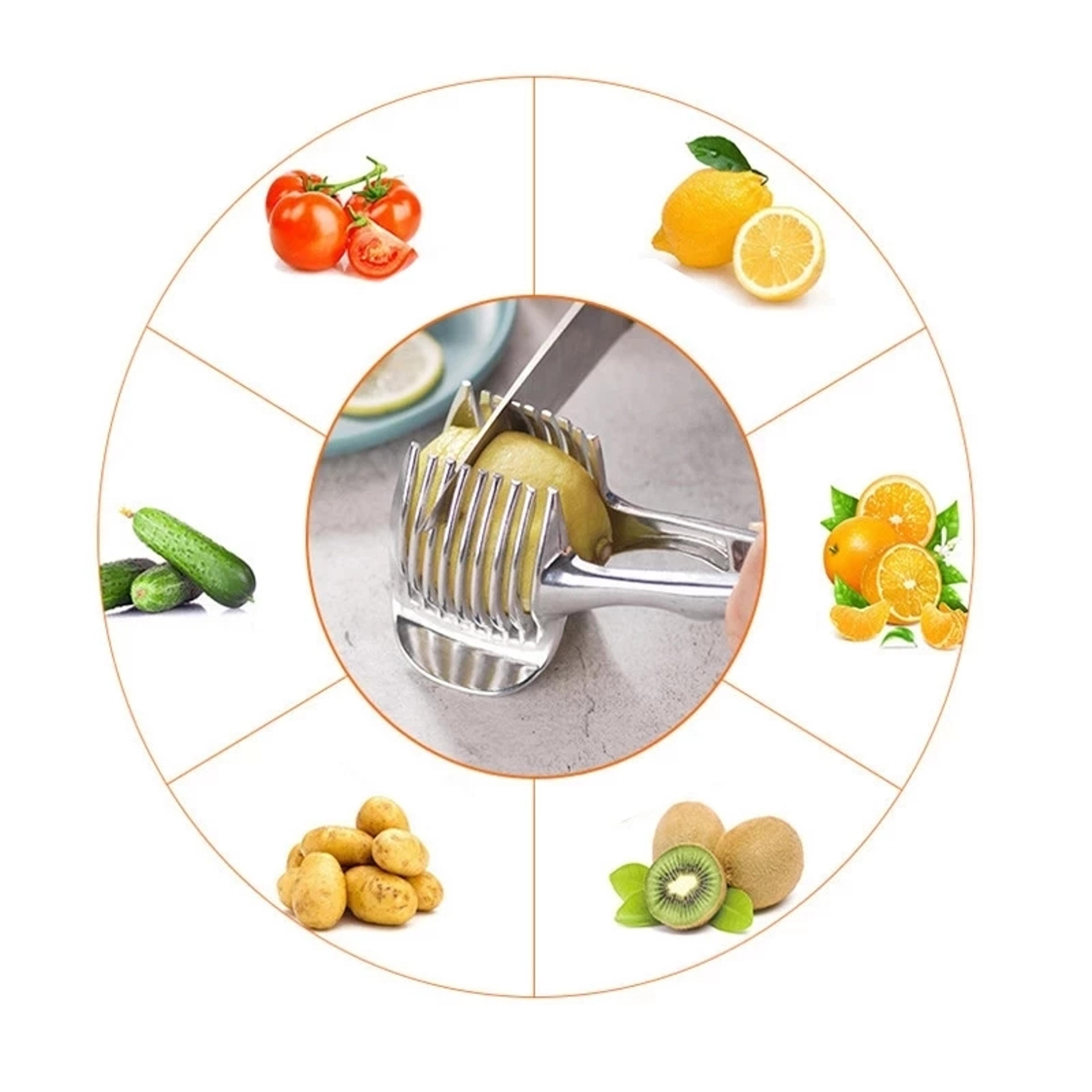 Stainless Steel Onion Holder Potato Tomato Slicer Kitchen Gadgets Vegetable Fruit Cutter Accessorie 4