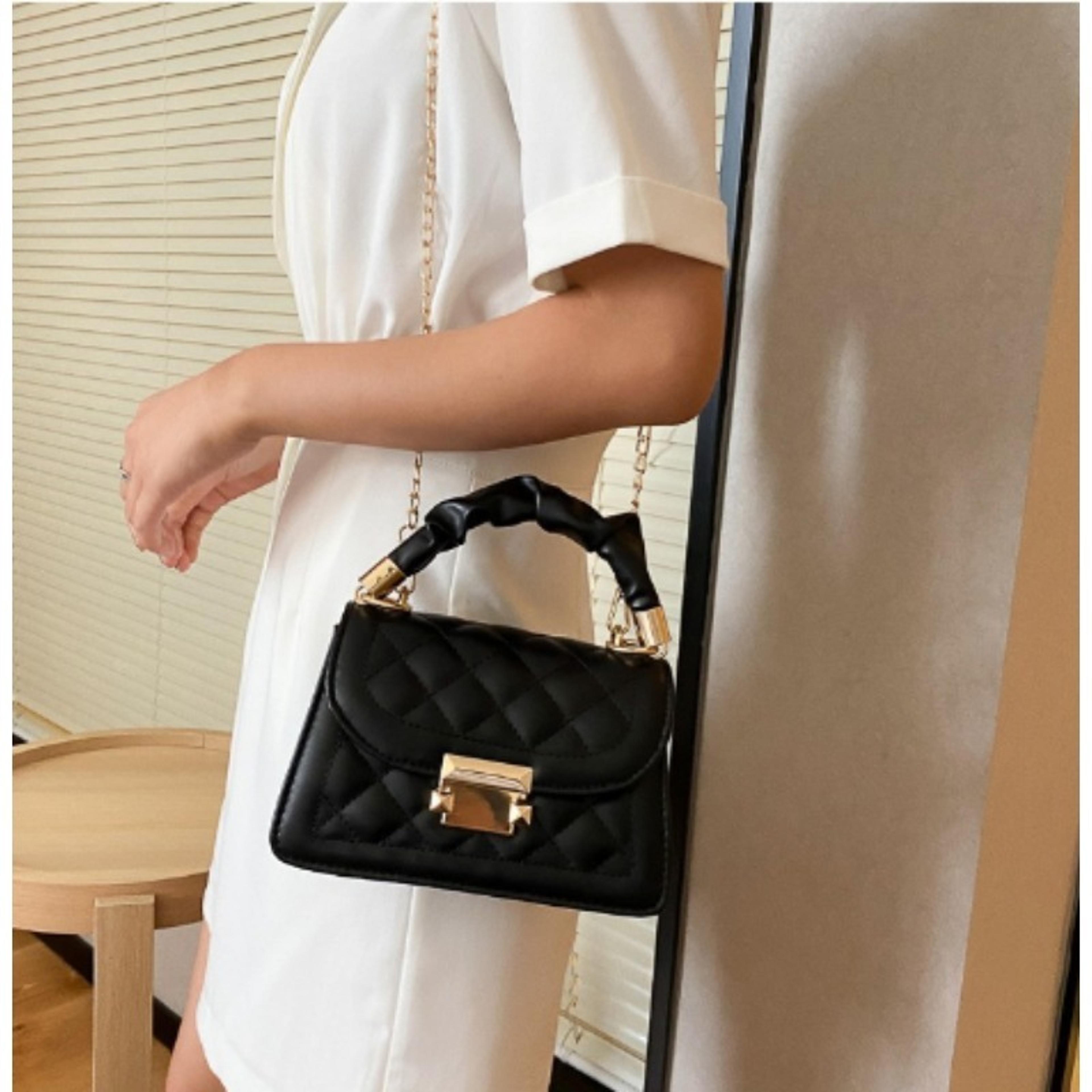 Womens Grid Pattern Tote Bag Fashion PU Leather Crossbody High Quality Bag Buckle Decoration Flap W 5