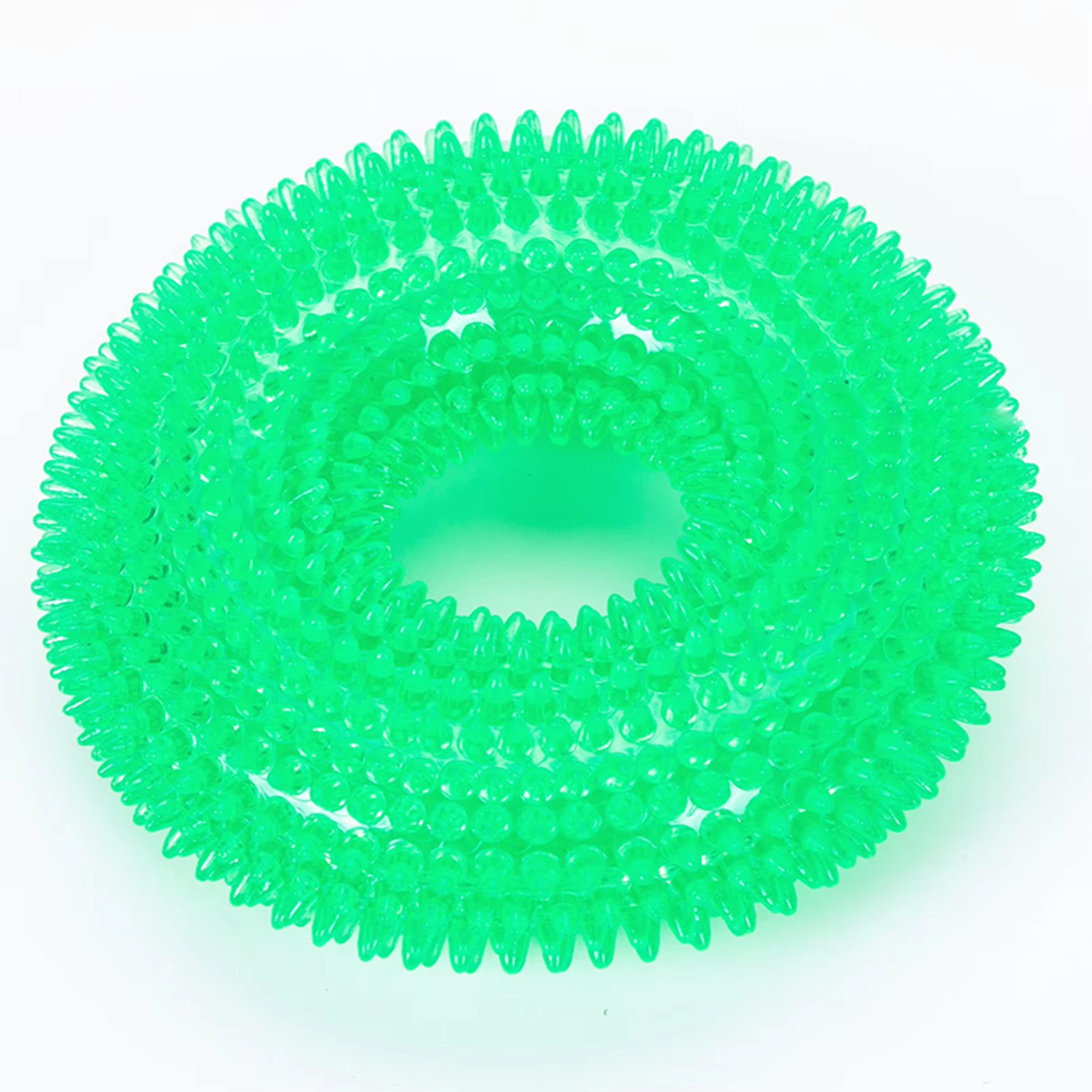 Natural TPR Rubber Dog Chew Toy Interactive Squeaky Thorn Ring For Puppy Teeth Cleaning And Grindin 7