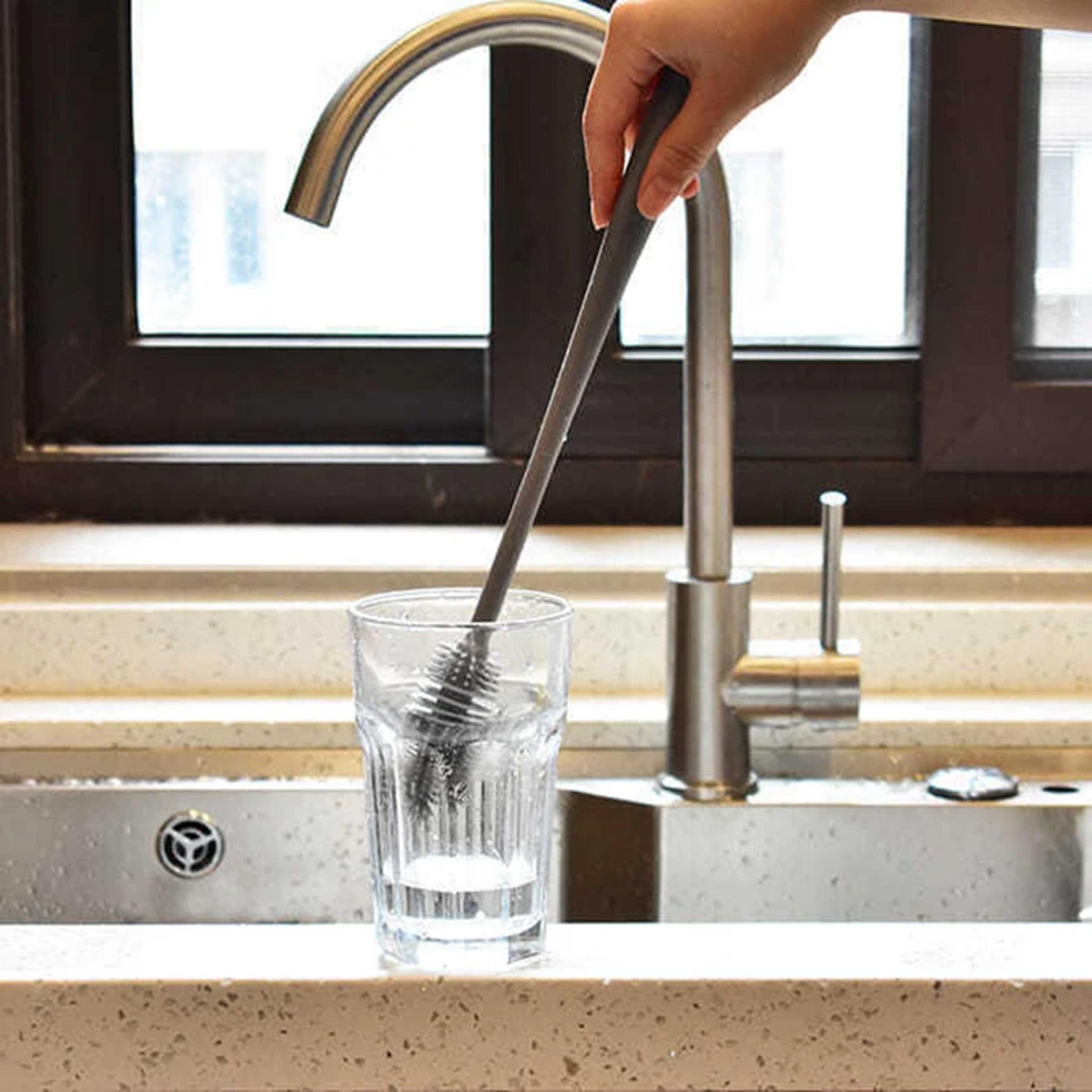 Long Handle Silicone Cleaning Brush Glass Cup Scrubber For Milk Bottles And Kitchen 3