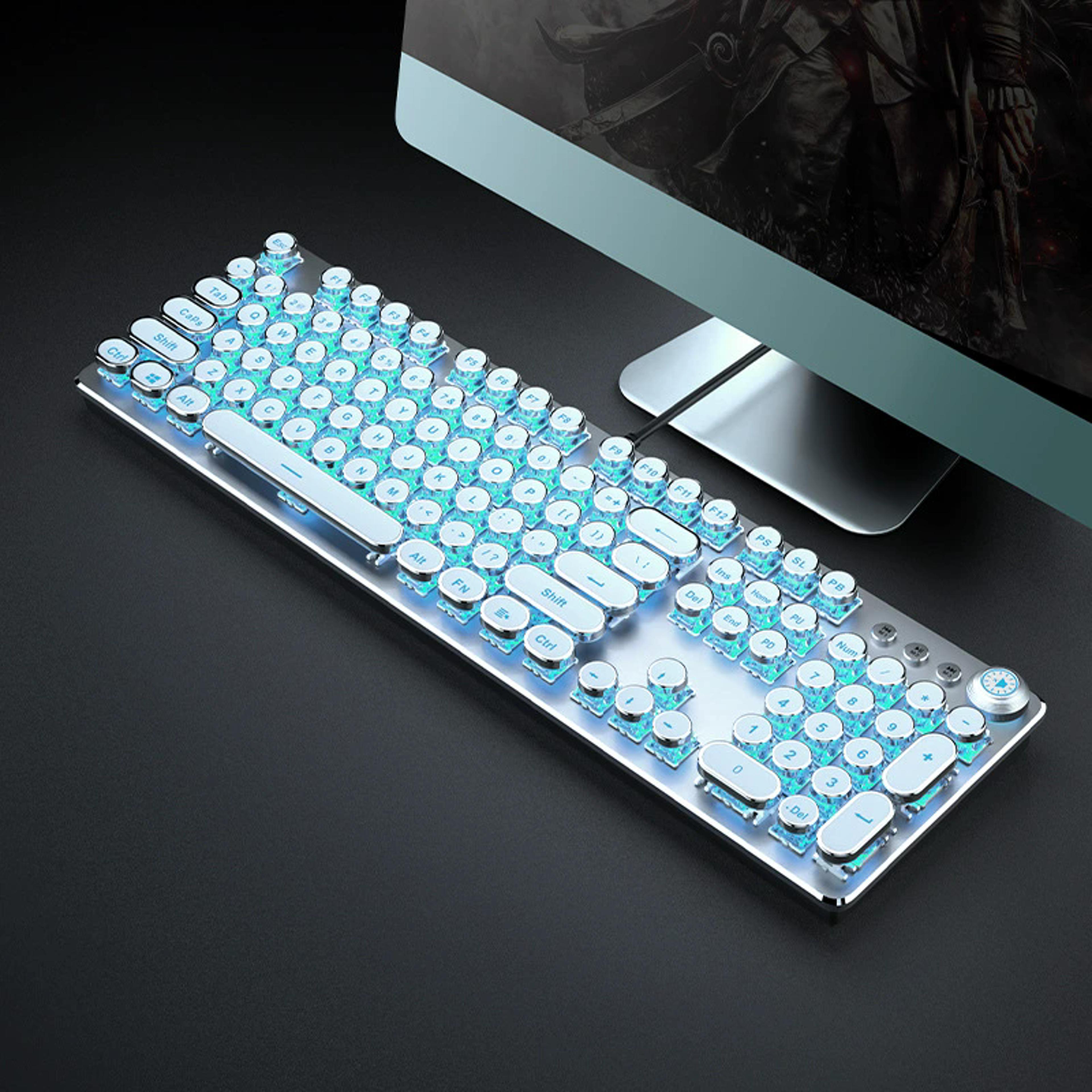 AllMetal Panel Retro Punk Typewriter Mechanical Gaming Keyboard 104 Key USB Wired For Gaming And Of 2