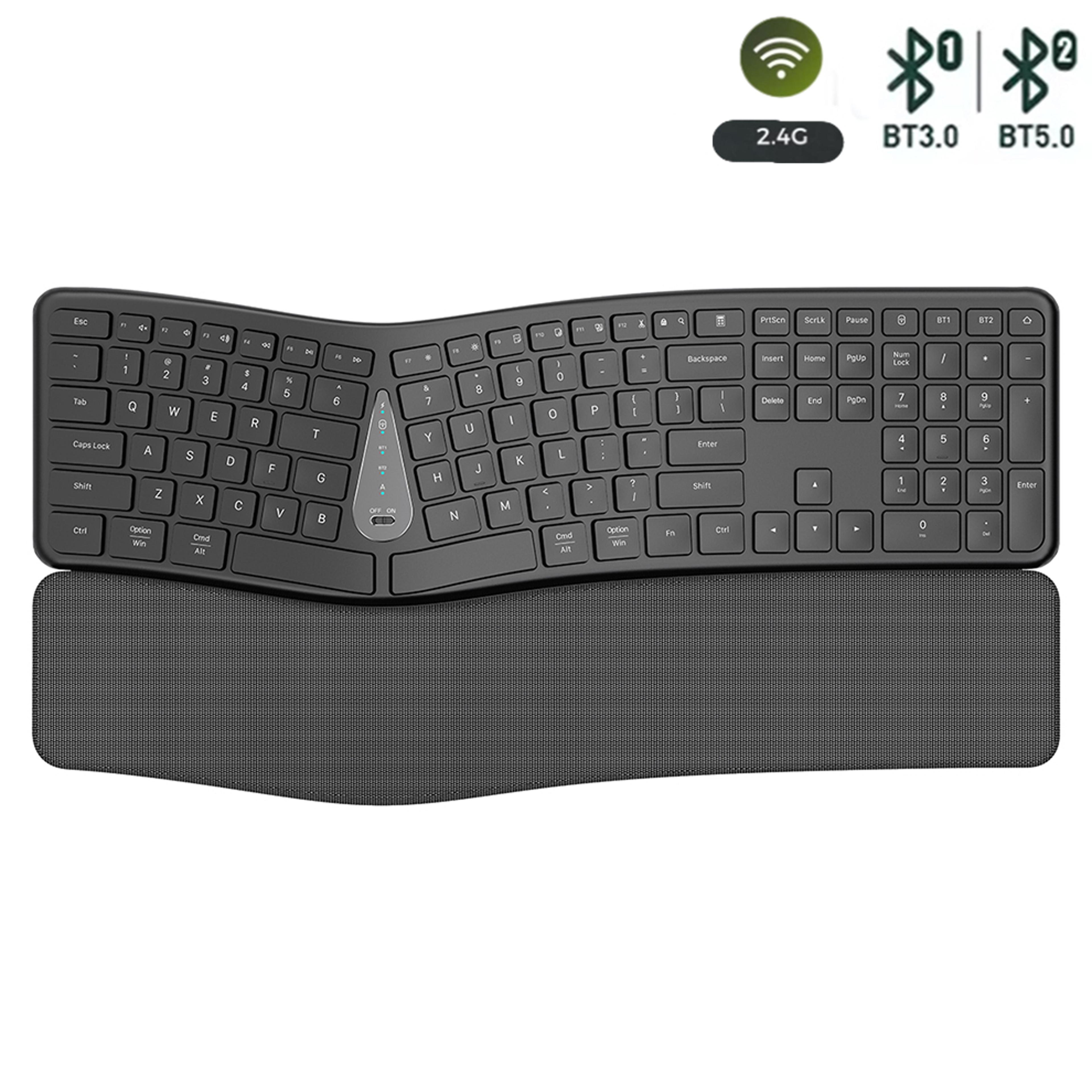 Comfortable Wireless Ergonomic Keyboard With Palm Rest MultiDevice Rechargeable Bluetooth Keyboard  6