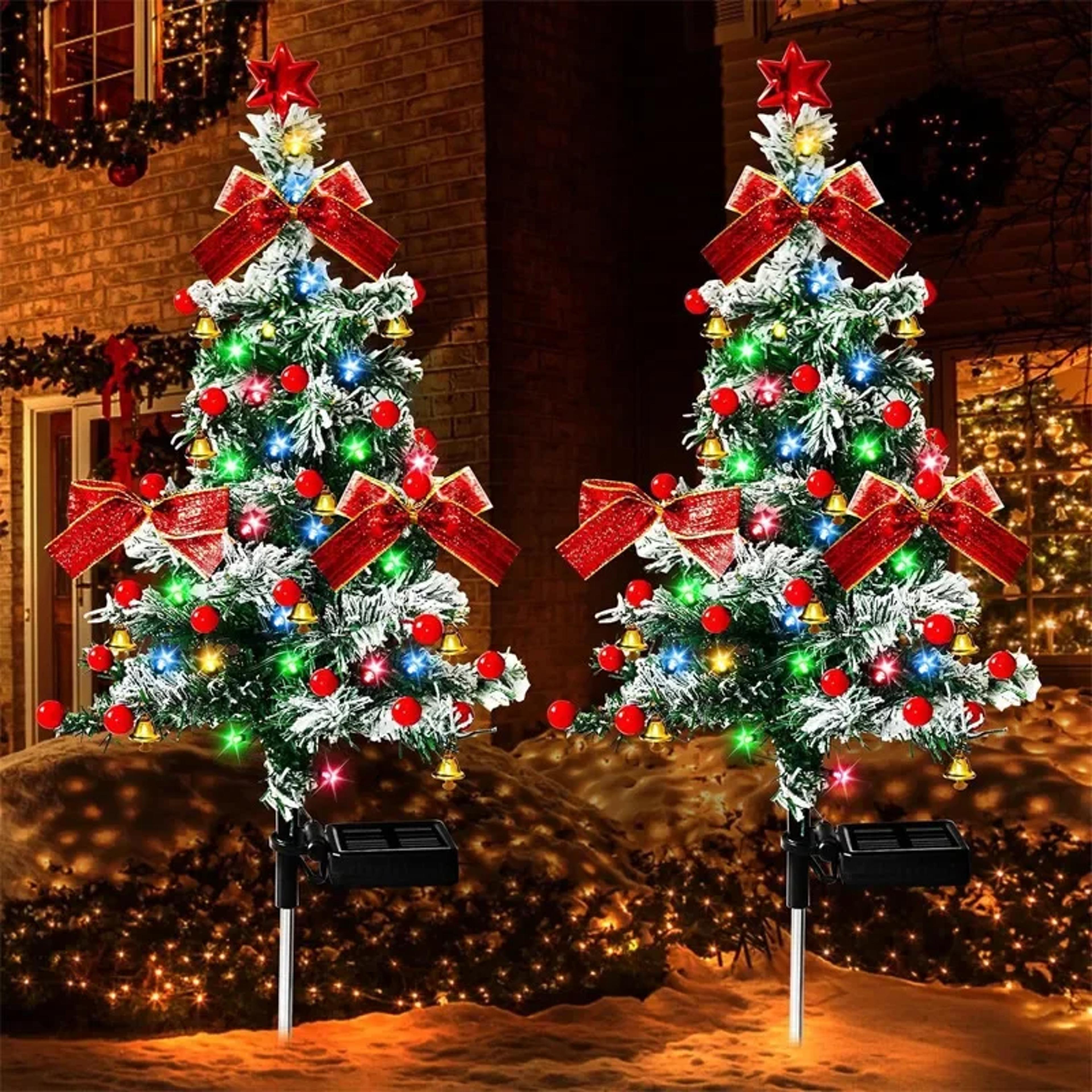 decorated solar cedar christmas tree lights, outdoor patio garden lamp for christmas atmosphere