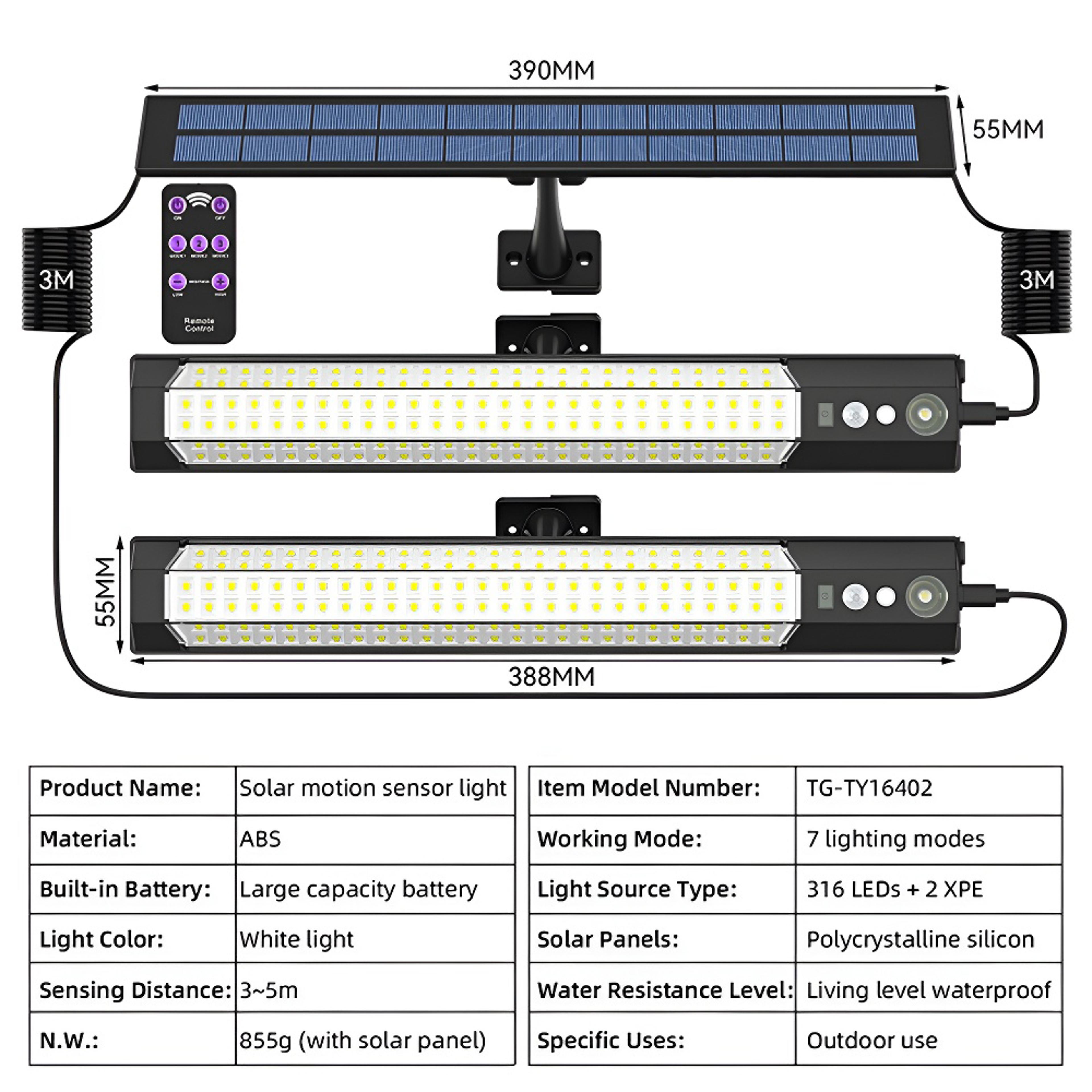 Motion Sensor Solar Light Waterproof LED Lamp Rechargeable Security Lighting For Yard Fence Shed Ou 6