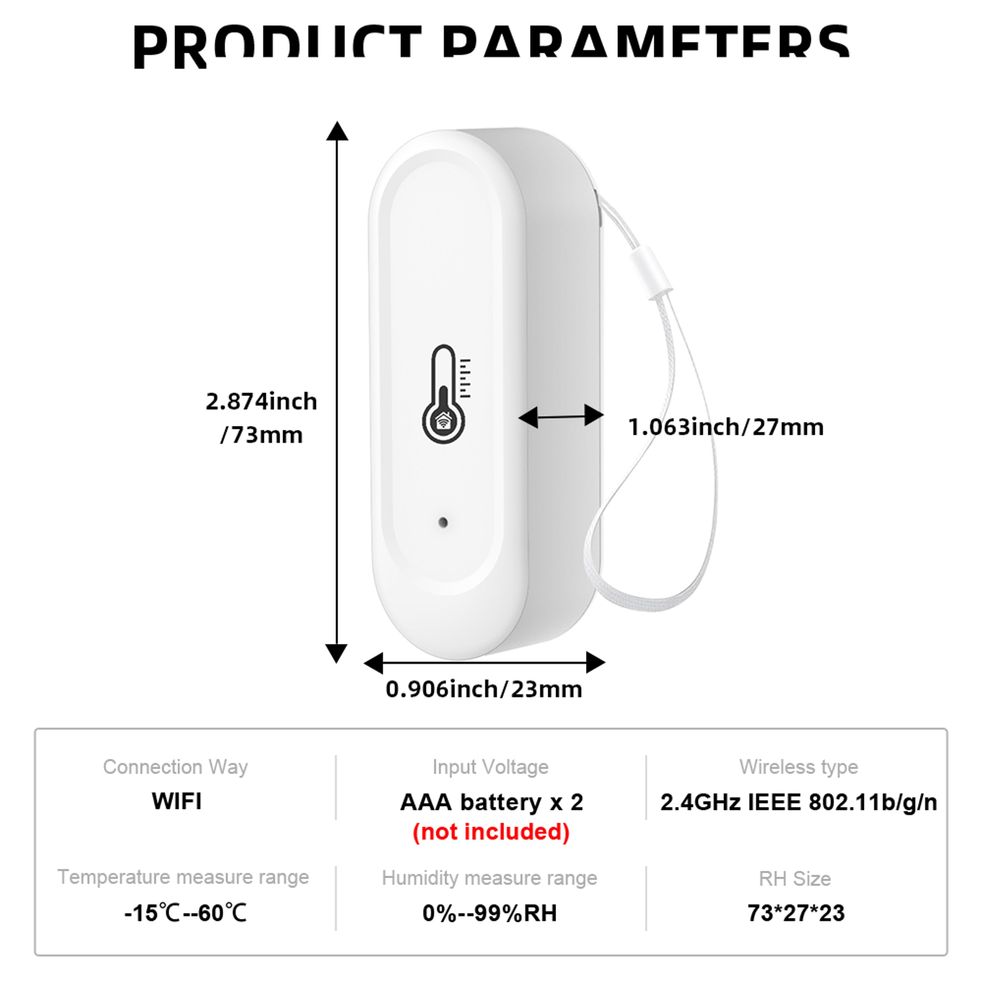 Smart WiFi Temperature  Humidity Sensor Waterproof Tuya Smart Life App Control 3