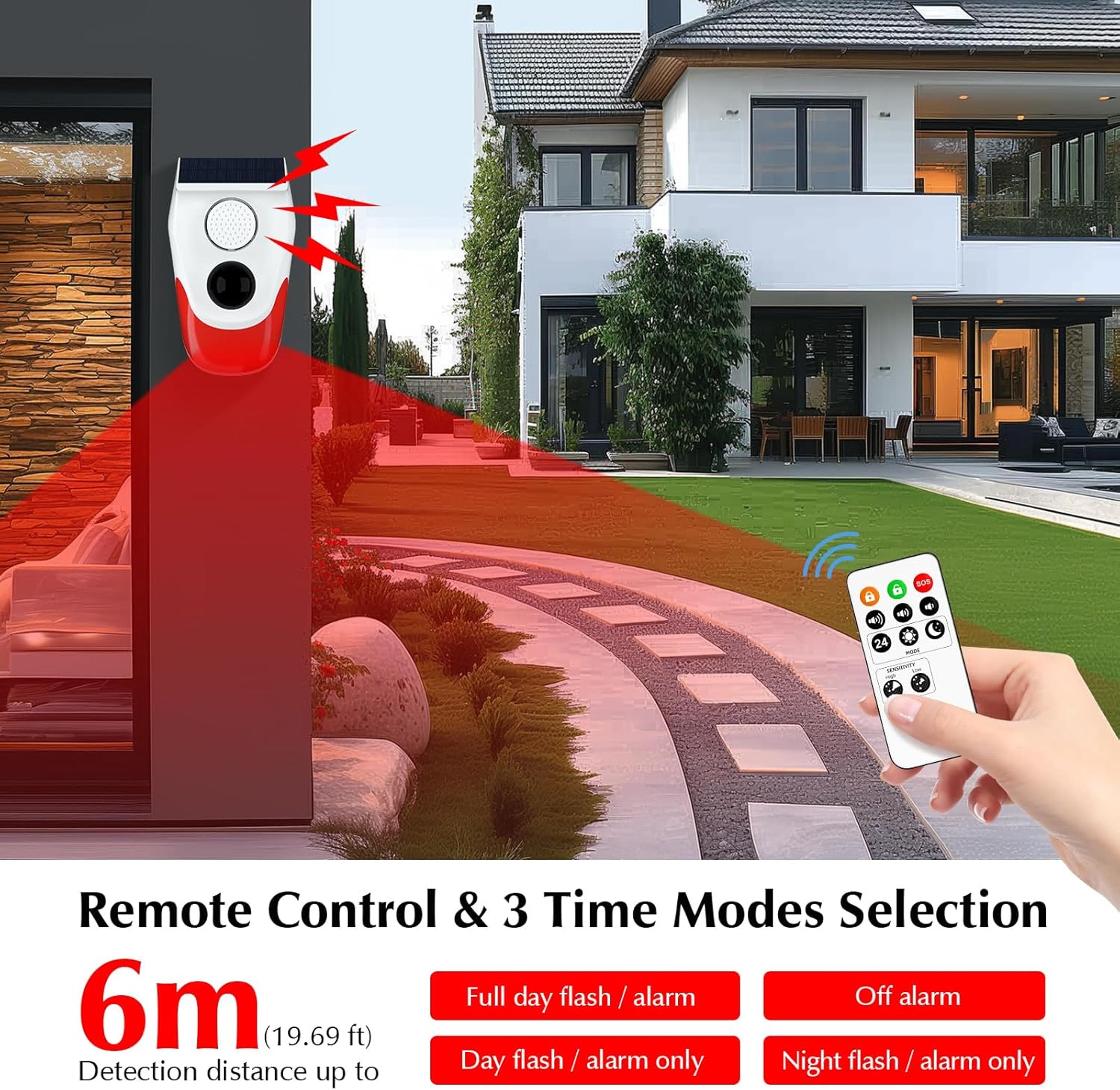 Solar Motion Sensor Outdoor Alarm Adjustable Sensitivity Motion Activated Alarm Waterproof Siren Li 2