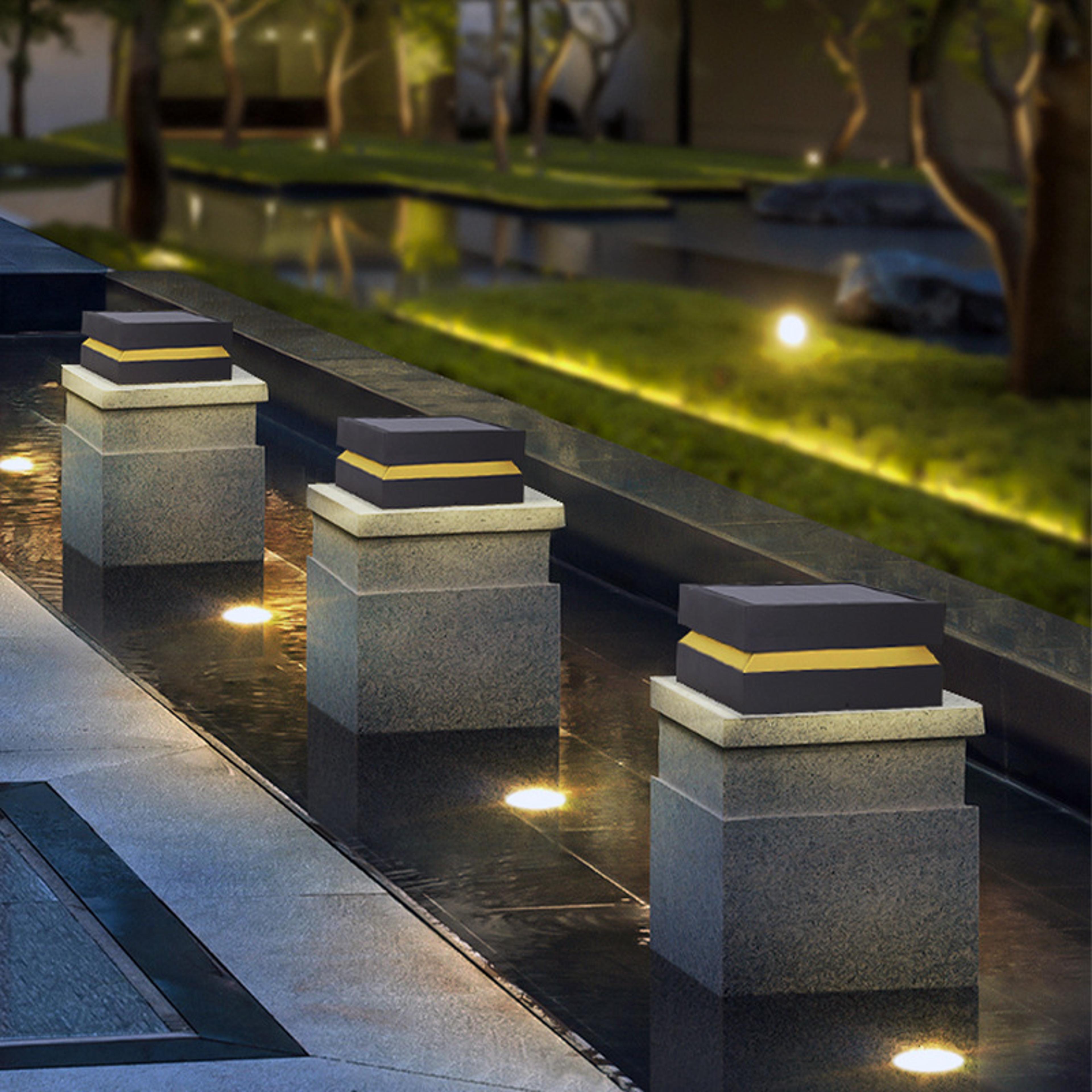 Waterproof Garden LED Lawn Lamp Square Solar Street Light For Outdoor Courtyard Pillar Chapiter Fen 3