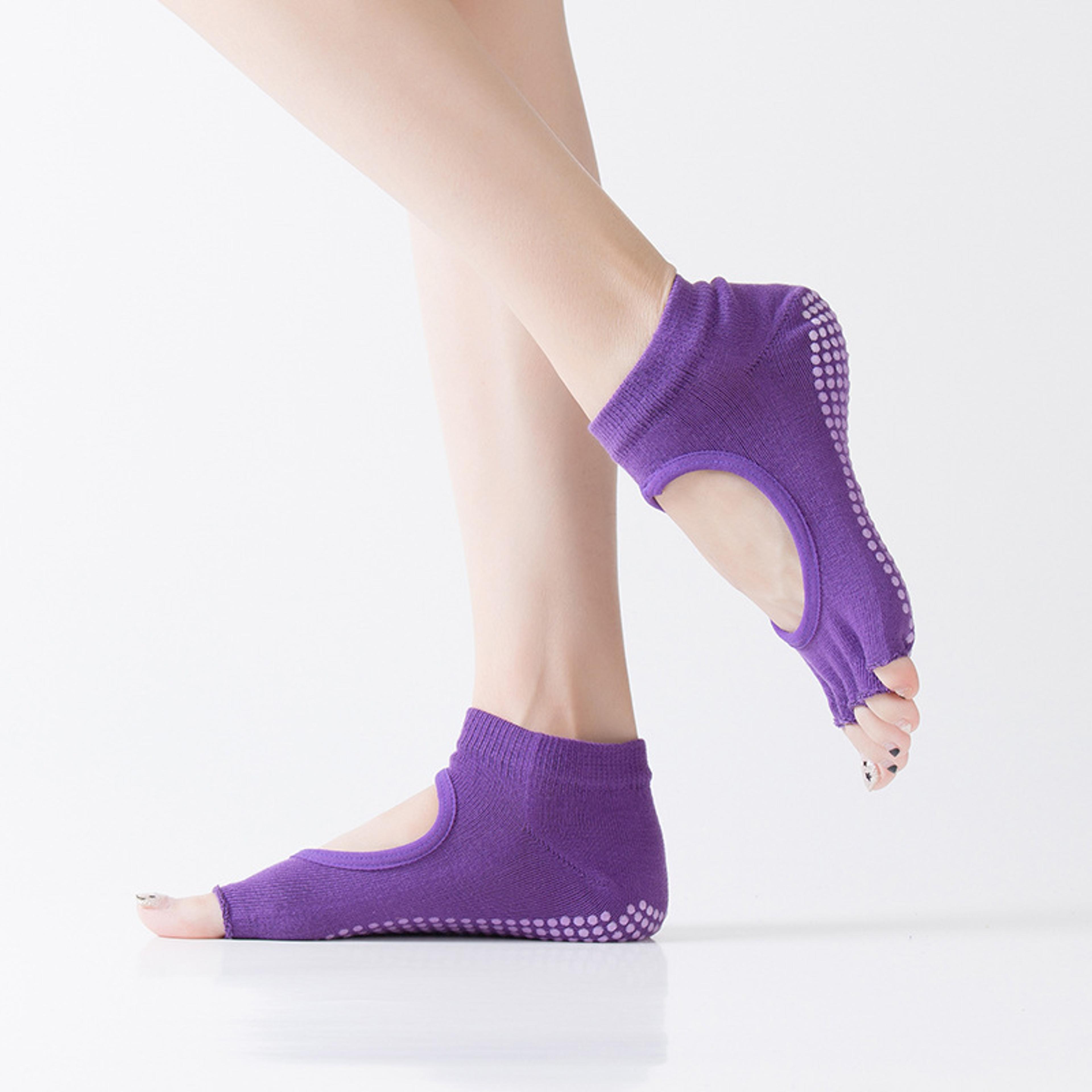 Breathable Pilates Socks For Women NonSlip Yoga Socks Five Toe Backless Fitness Slippers Ladies Bal 5