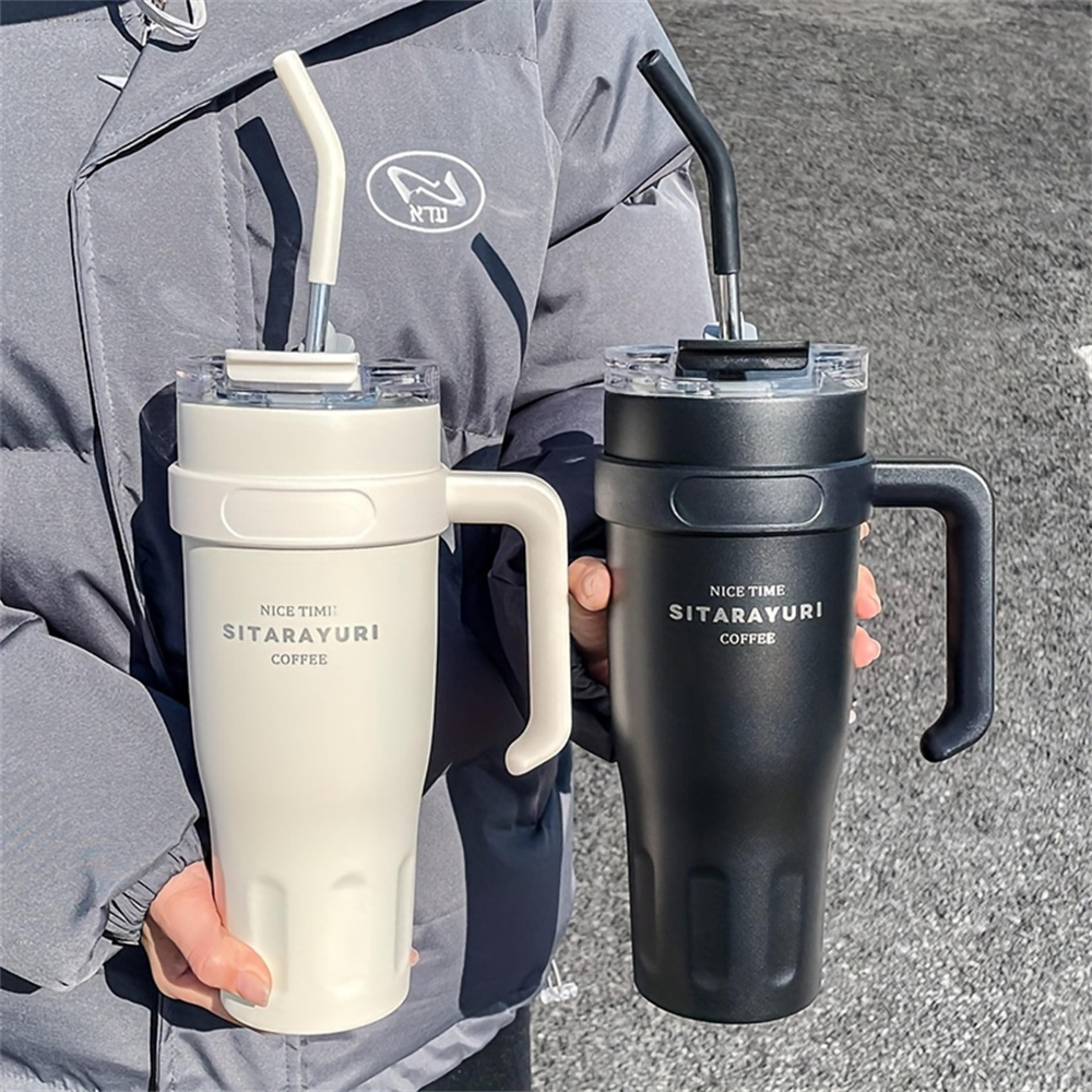 Stainless Steel Ice Tumbler  Insulated Cup With Handle  Straw Keeps Cold Ideal For Coffee  Water In 8