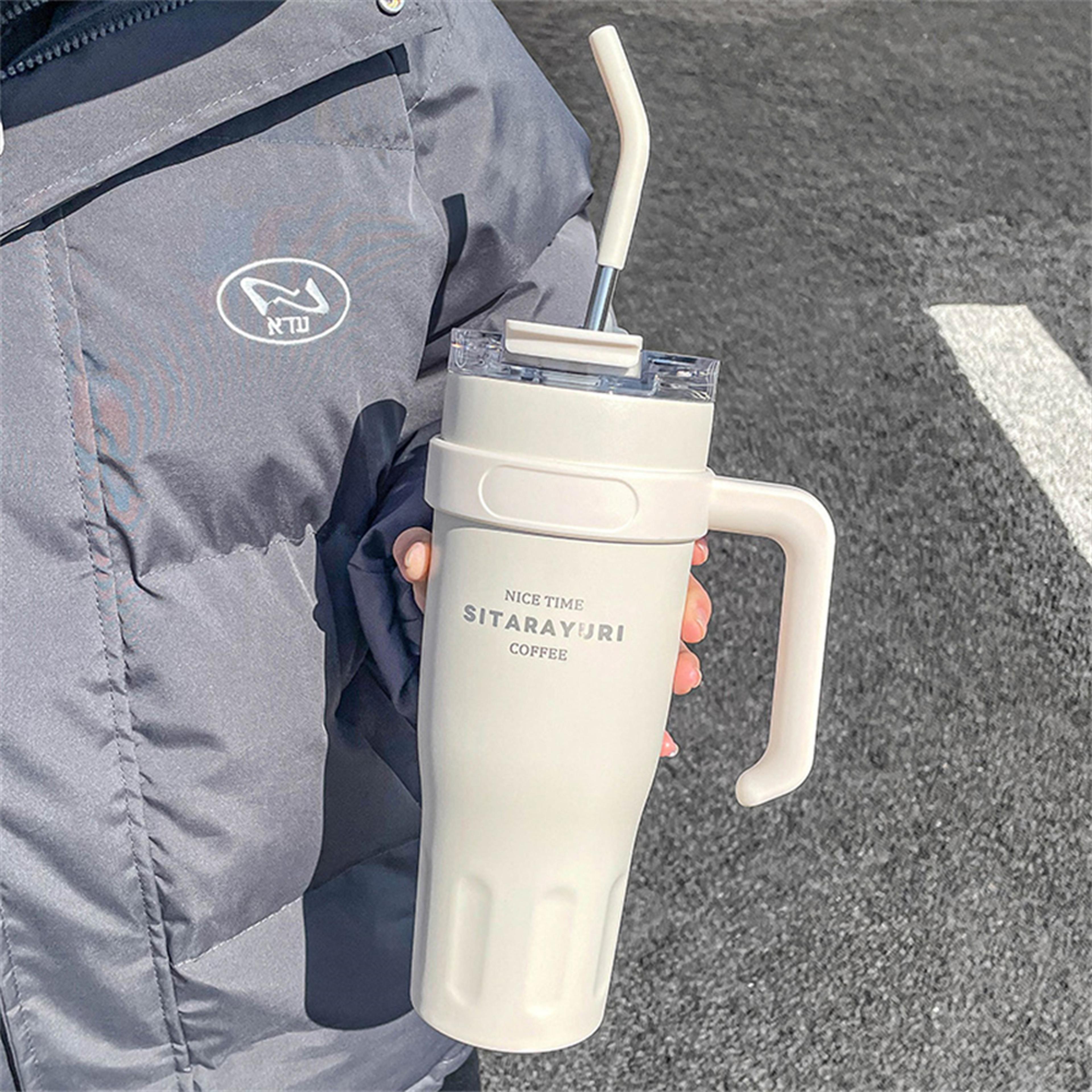 Stainless Steel Ice Tumbler  Insulated Cup With Handle  Straw Keeps Cold Ideal For Coffee  Water In 1