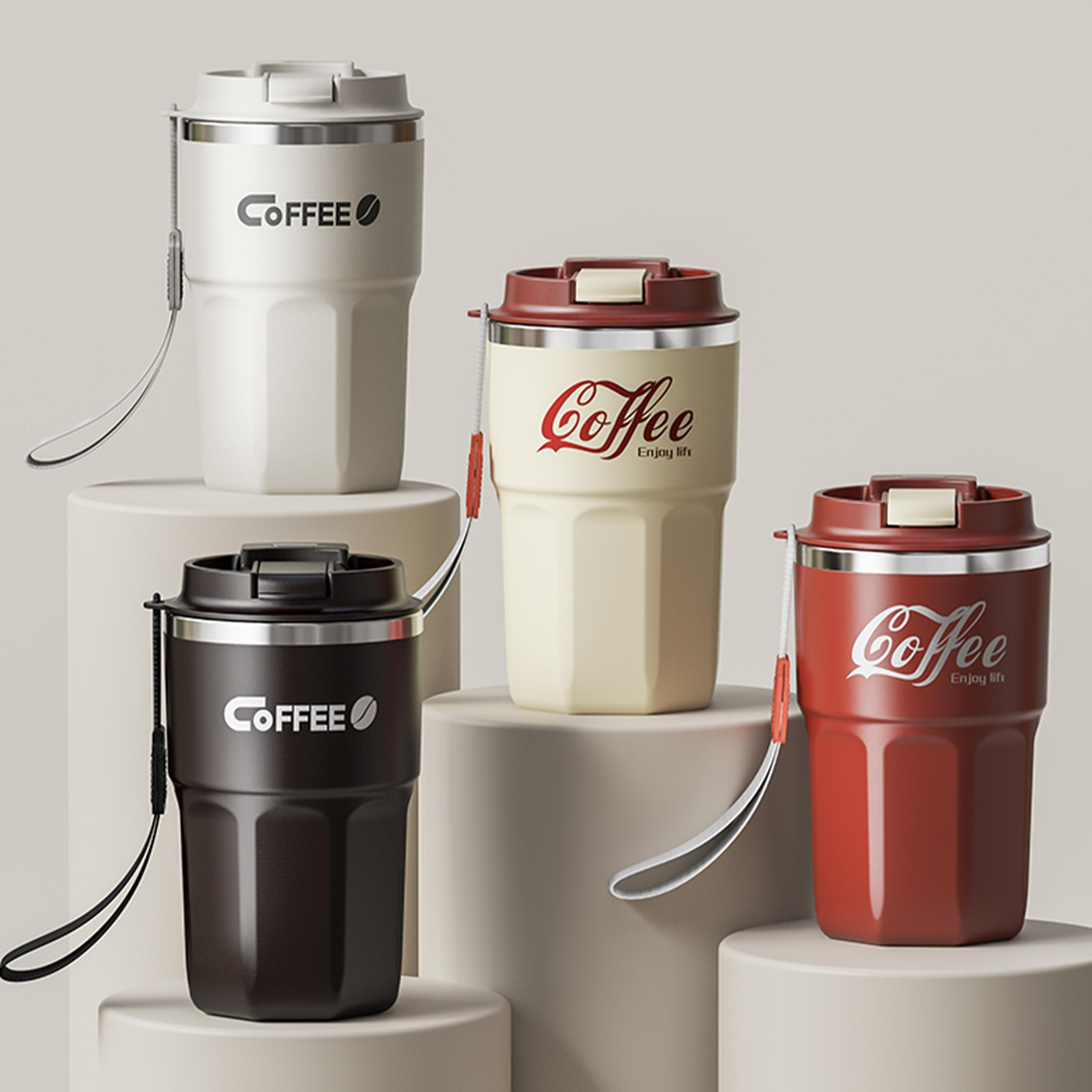 Insulated Coffee Mug Stainless Steel Drinkware With Lid  Handle Double Layer Reusable Coffee Cup Fo 3