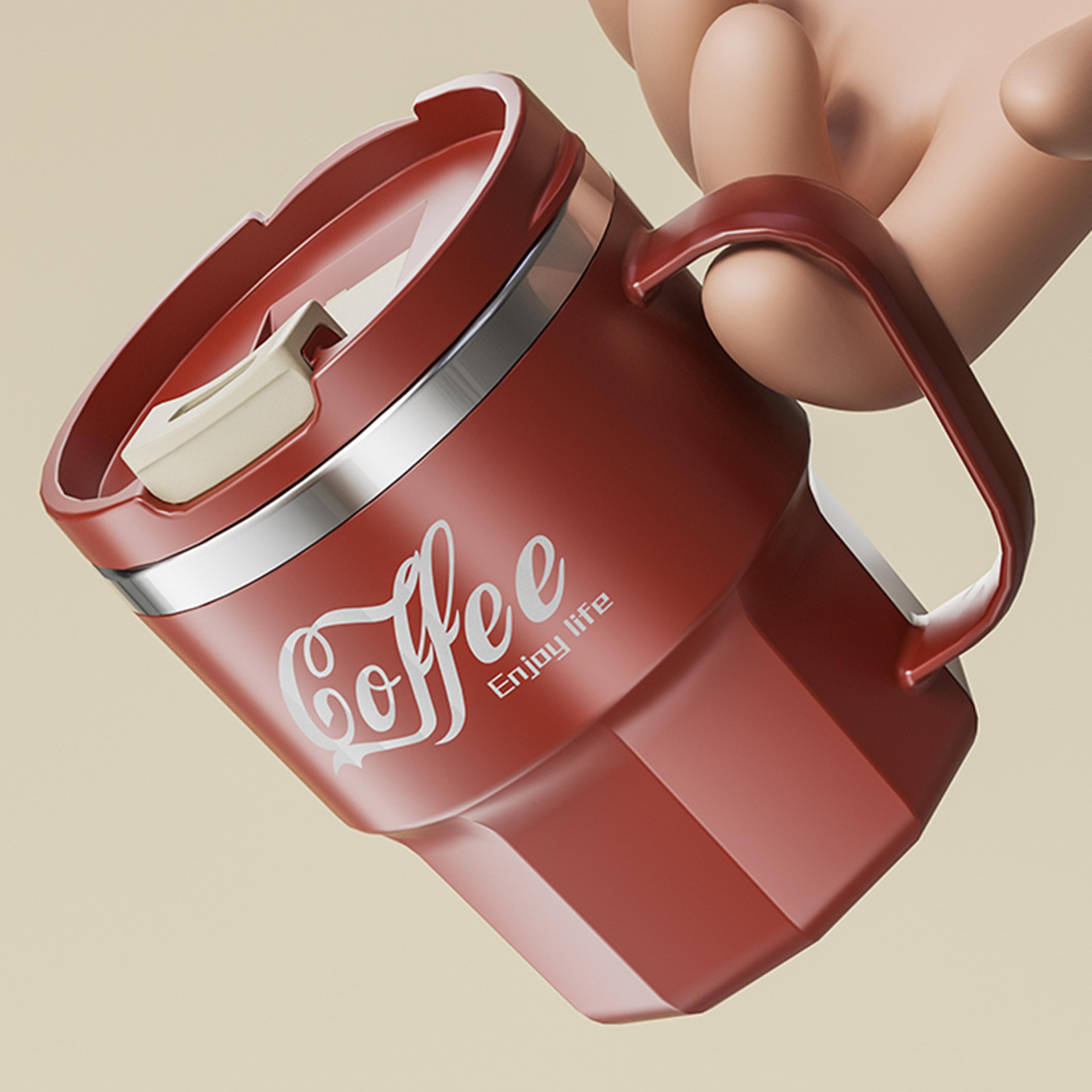Insulated Coffee Mug Stainless Steel Drinkware With Lid  Handle Double Layer Reusable Coffee Cup Fo 5