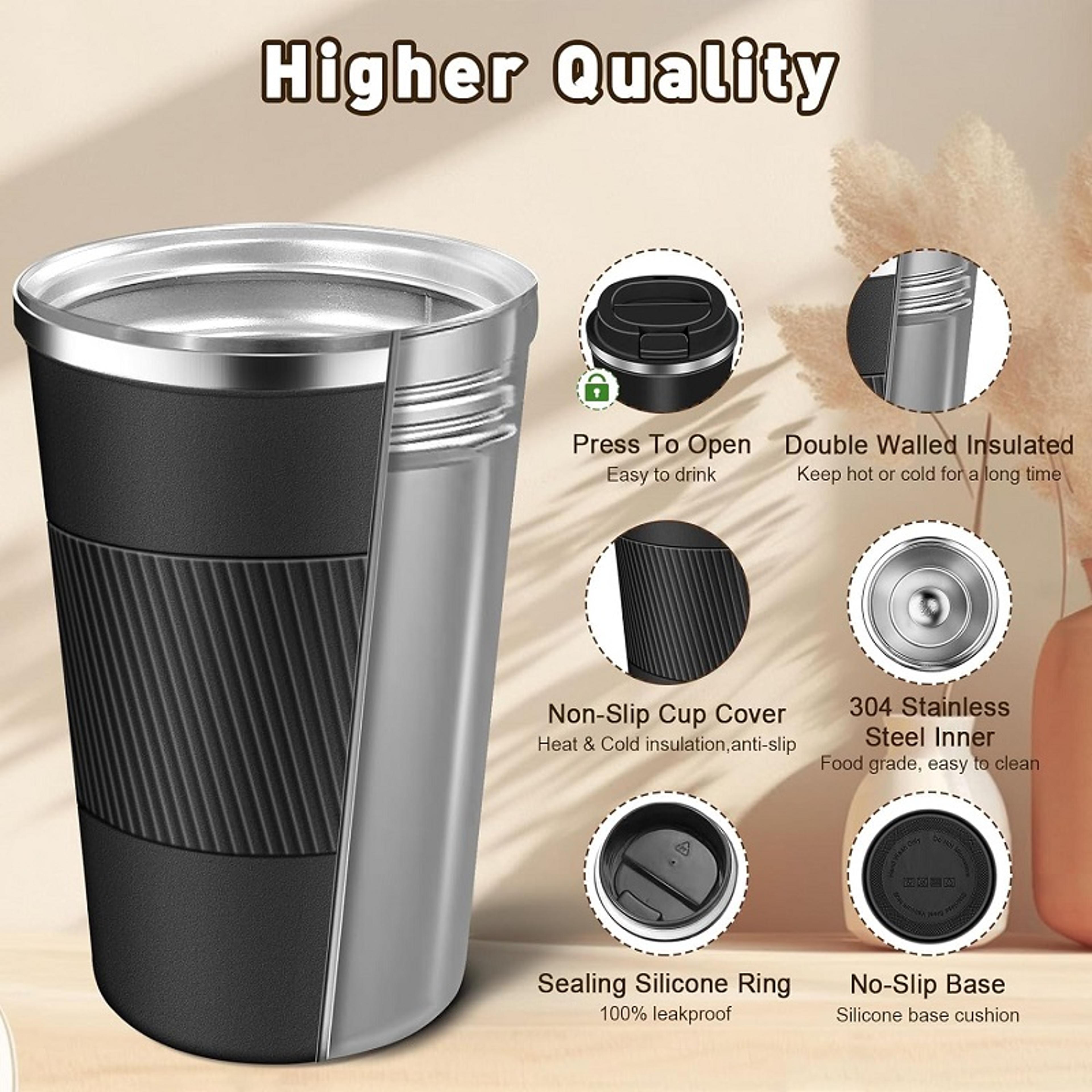 Insulated Stainless Steel Coffee Mug Thermal Travel Mug LeakProof Reusable Bottle For Hot  Cold Dri 7