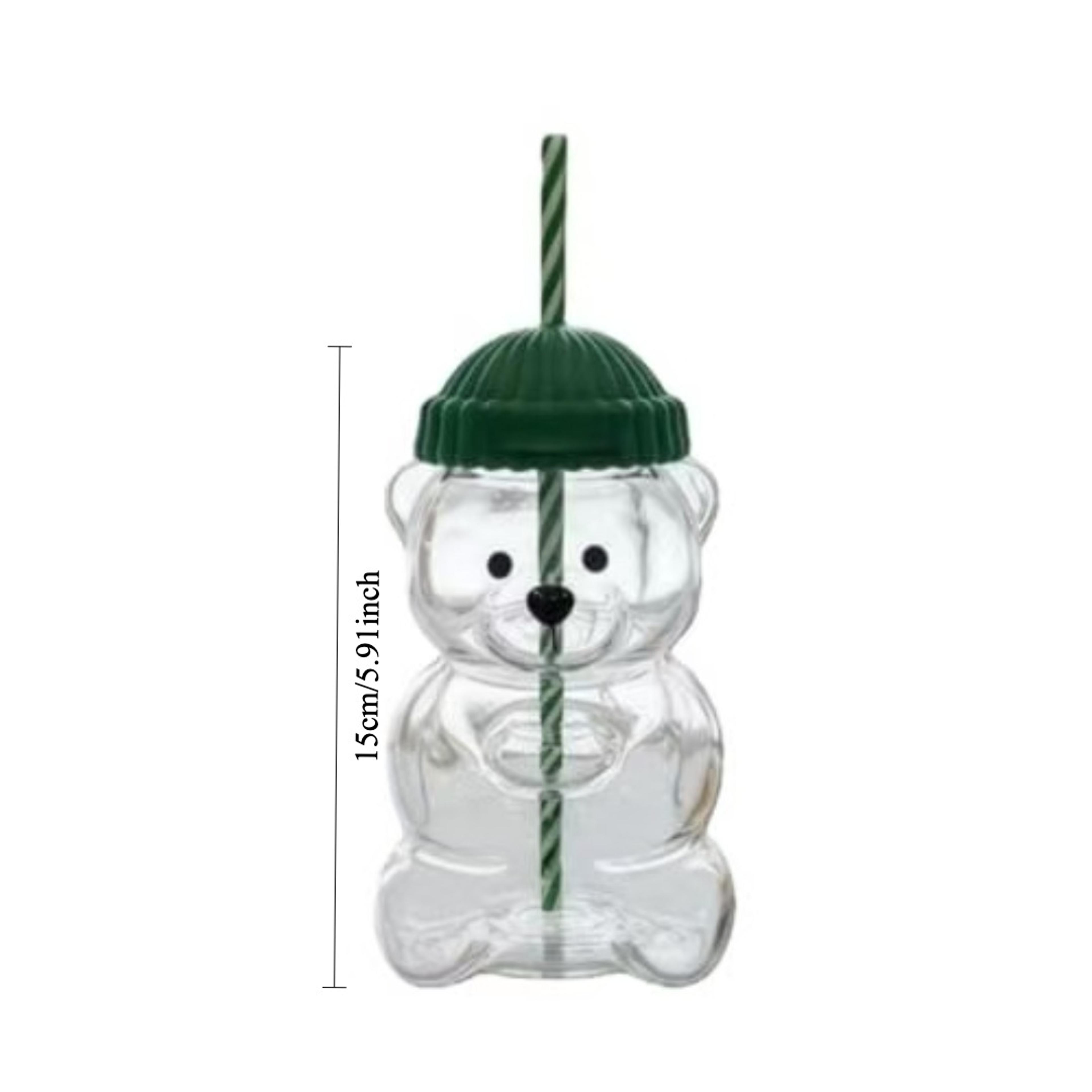 New Cartoon Bear Shaped Coffee Mug Cute Bear Mug Glass Cup With Straw Transparent Milk Coffee Water 1