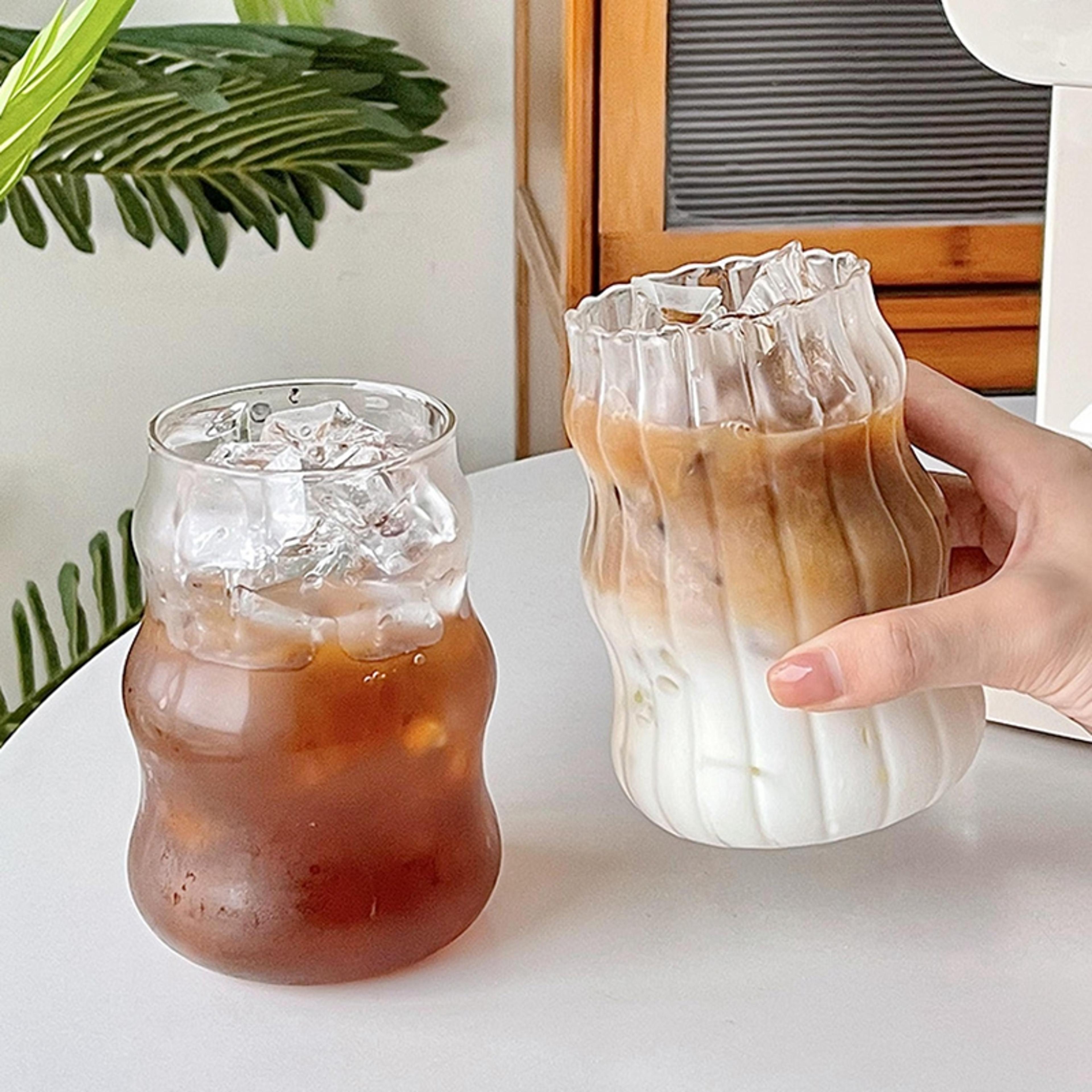 Transparent Glass CupCoffee Mug Heat Resistant Ripple Tumbler Drinking Glass For Cocktail Beverage 4