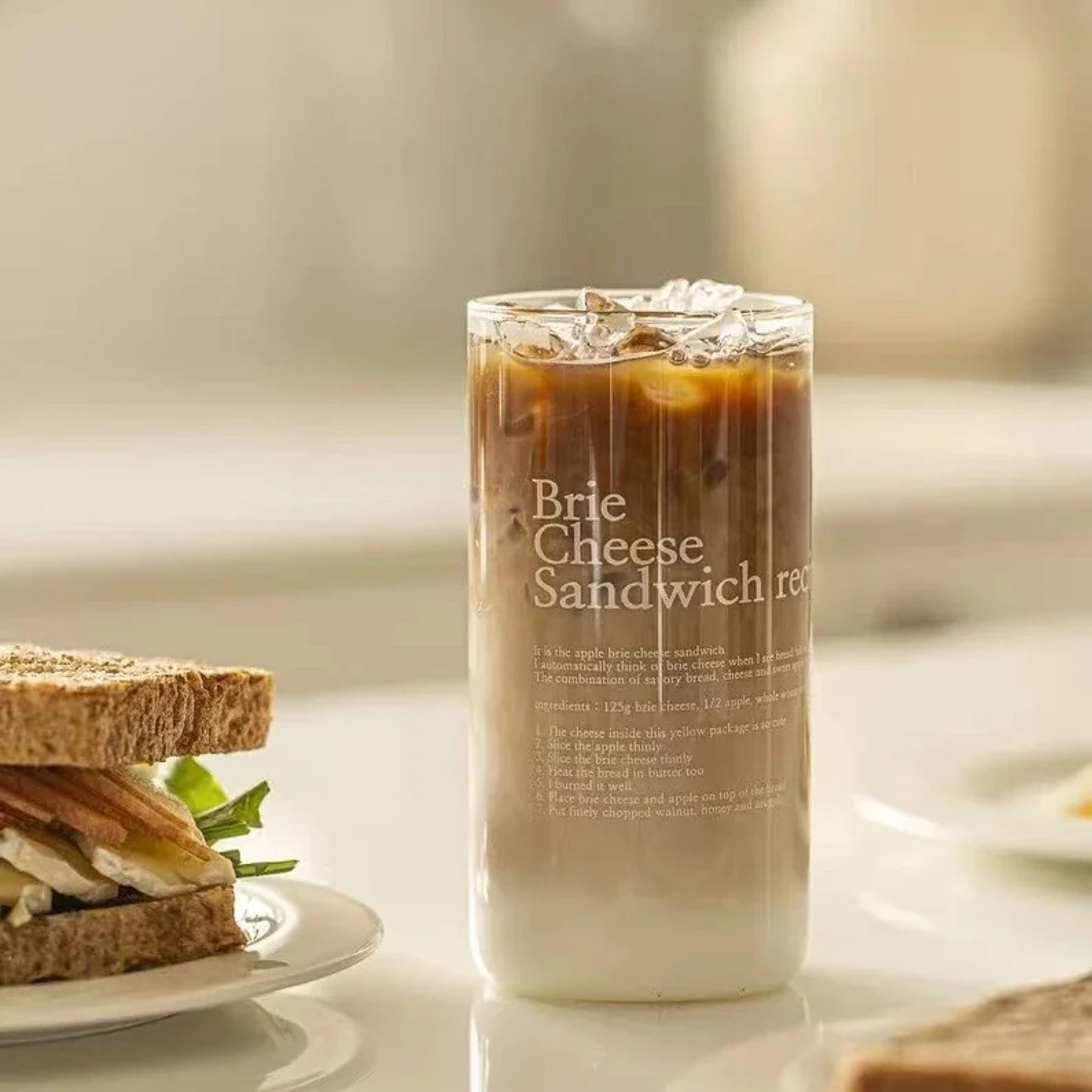 Glass Tumbler Korean Style English Letter Design Heat Resistant Glass Mug Clear Tumbler For Coffee  8