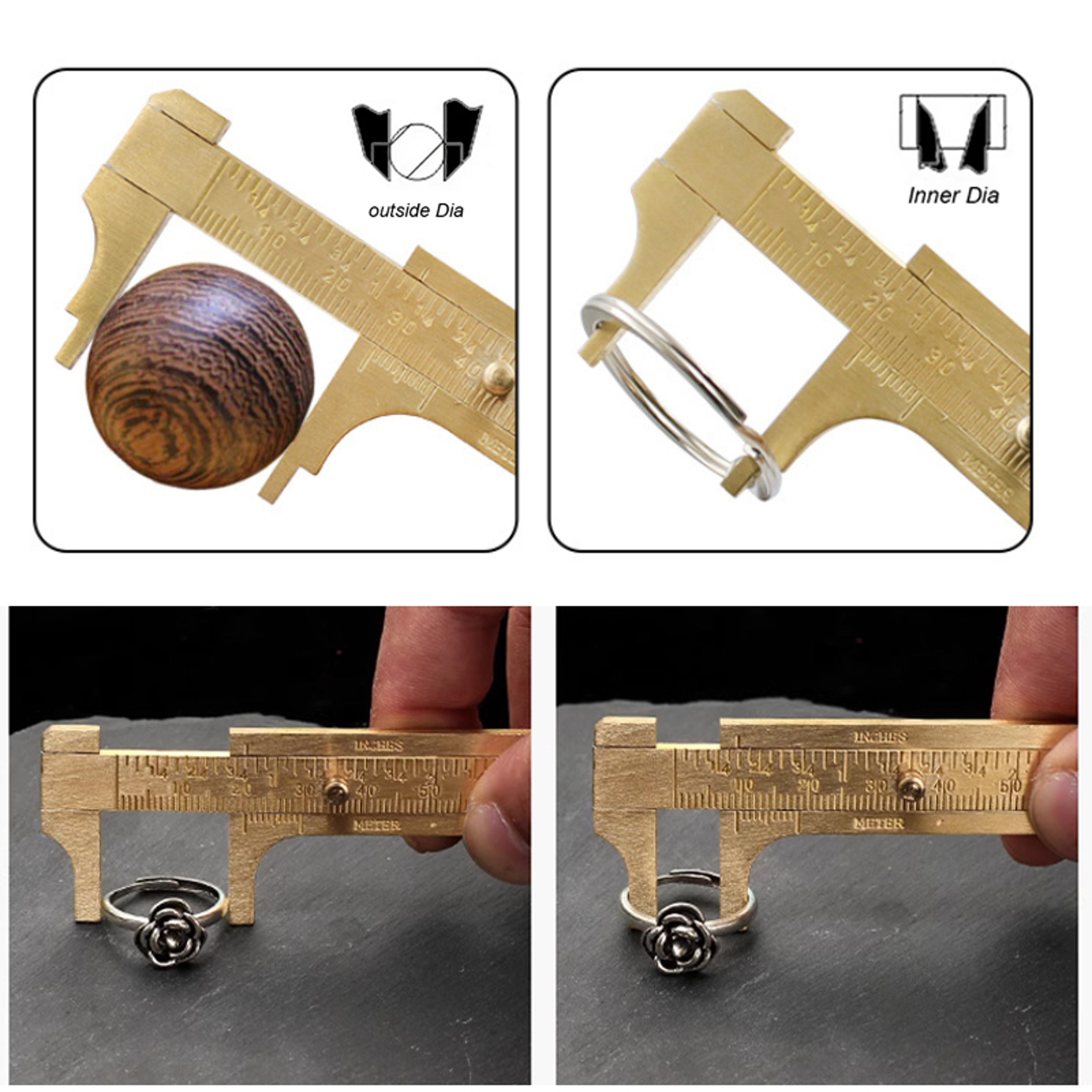 Compact Pocket Vernier Caliper Brass Gauge Small Imperial And Metric Ruler Precision Measuring Tool