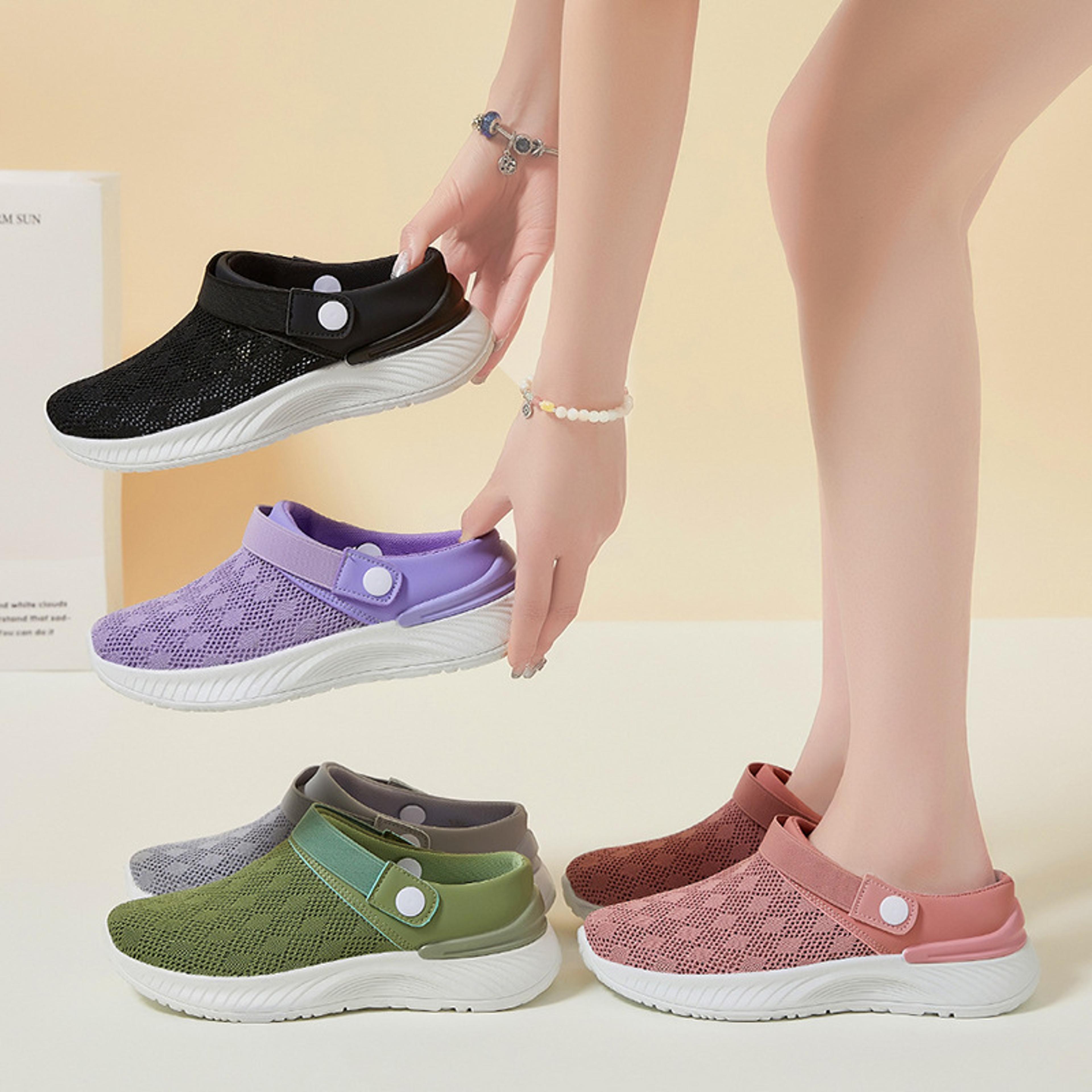 2025 Summer New Womens Shoes Fashion Casual Breathable Mesh Slippers Shoes A Slipon Half Support Sh 1