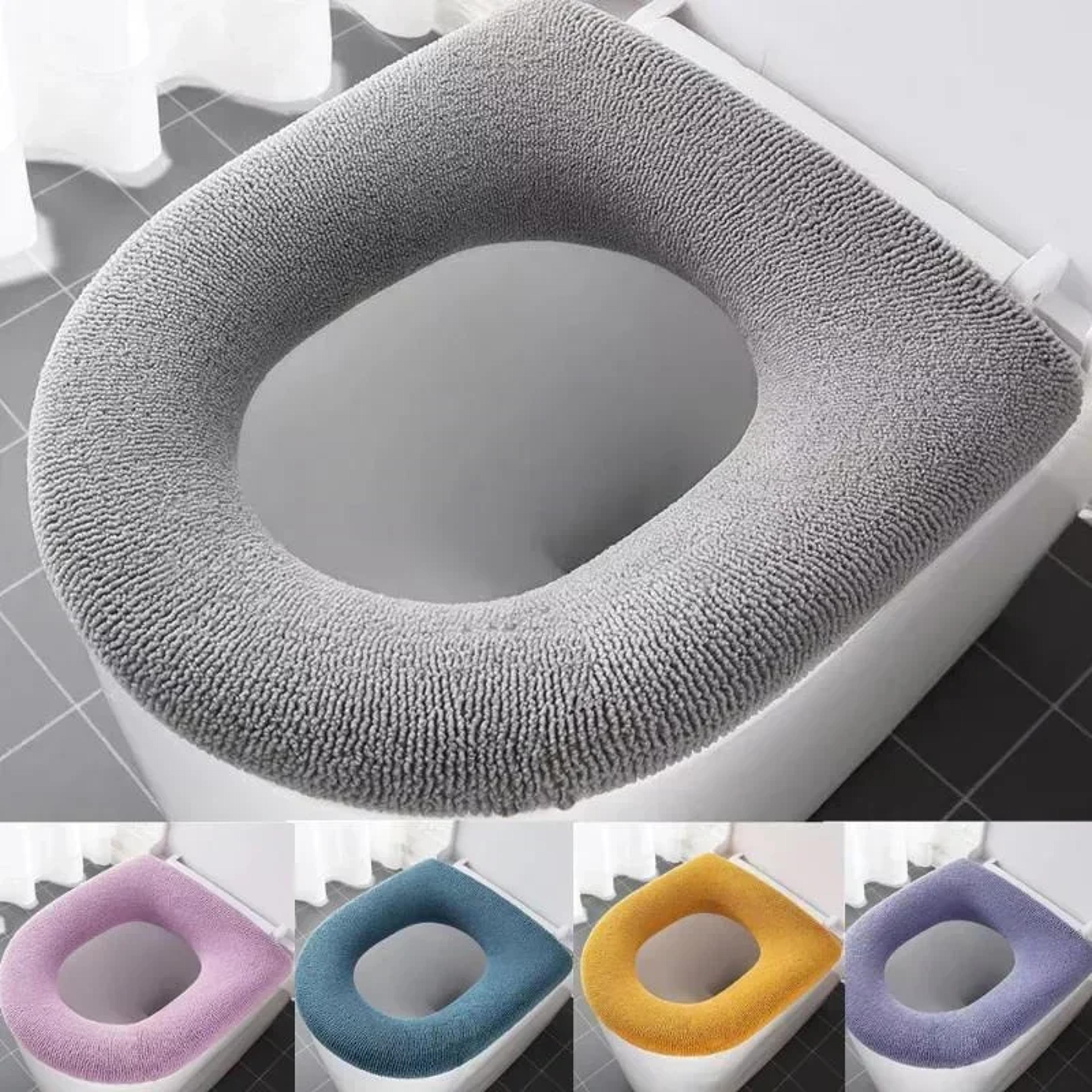 winter warm toilet seat cover soft, washable o-shape bidet & bathroom mat