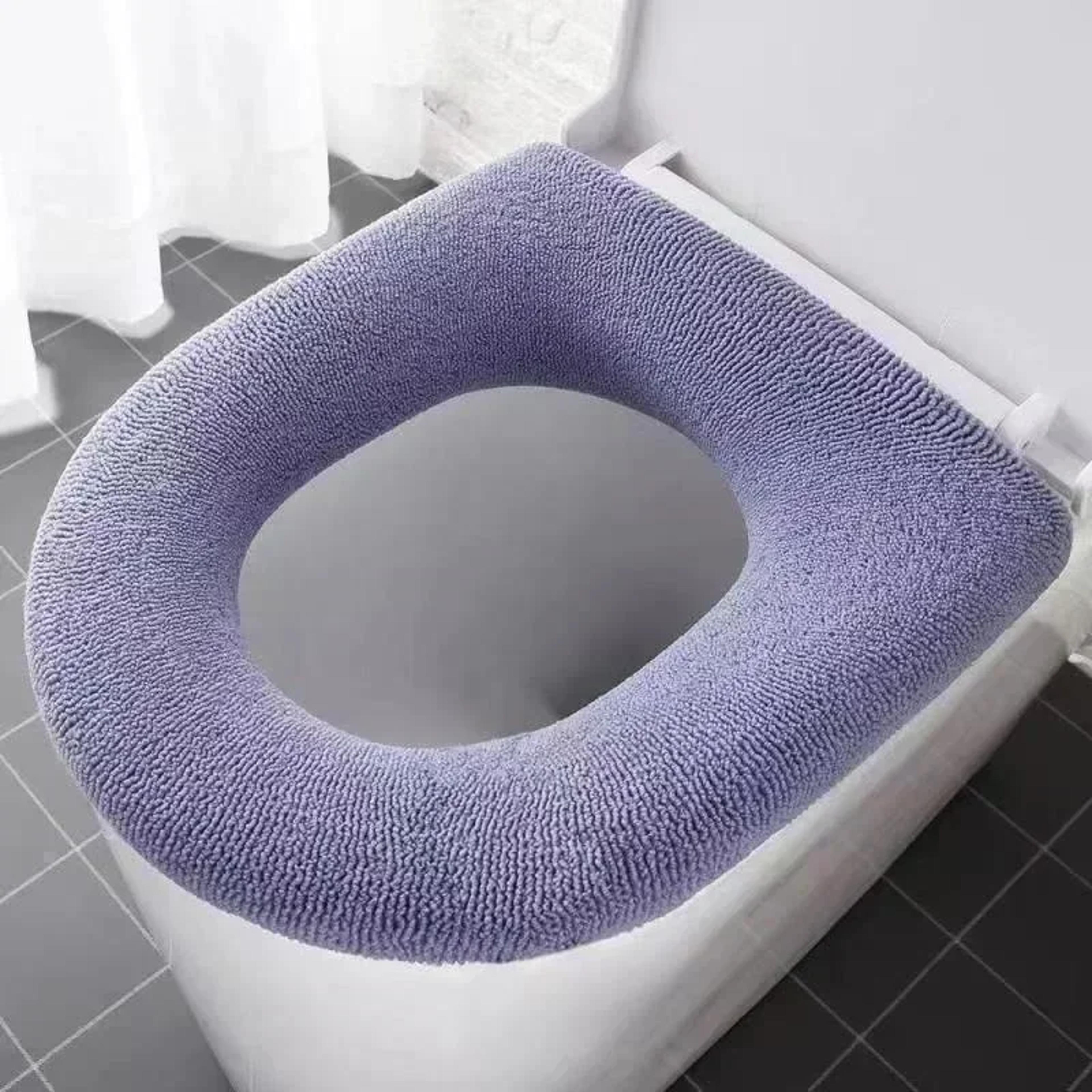 Winter Warm Toilet Seat Cover Soft Washable OShape Bidet  Bathroom Mat 8
