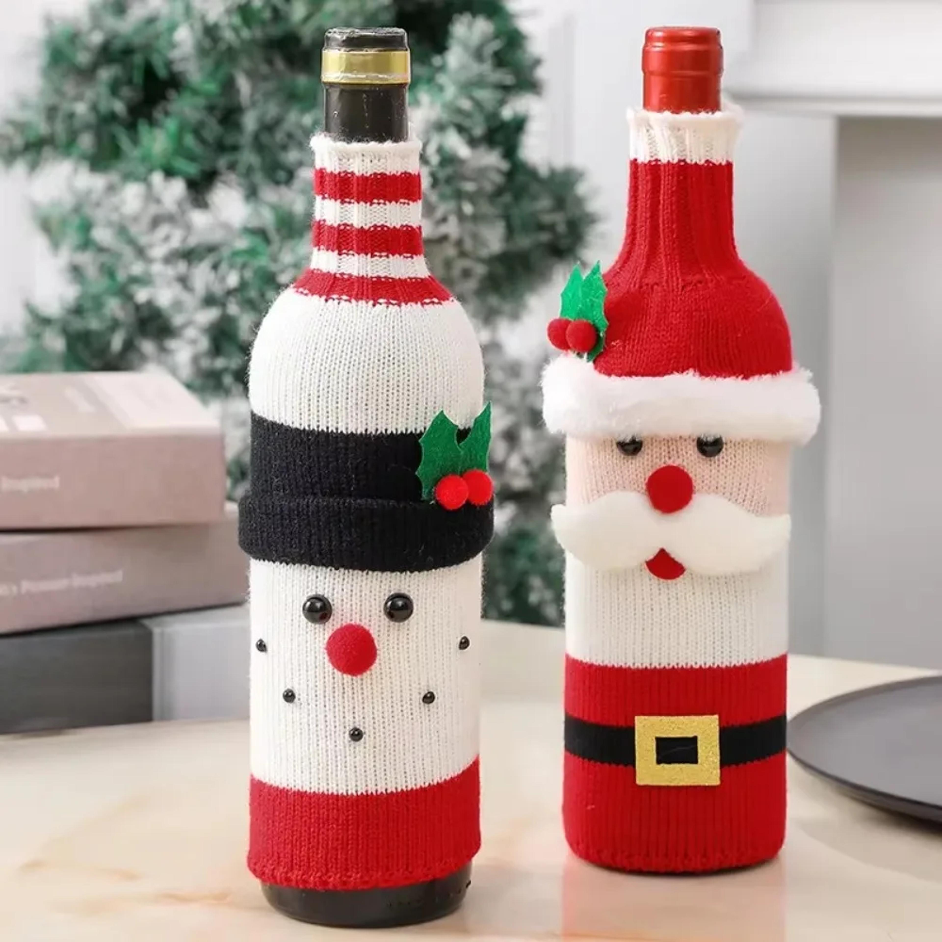 Christmas Wine Bottle Cover Woven Wine Bottle Bags Christmas Party Dinner Table Decorations New Yea 1