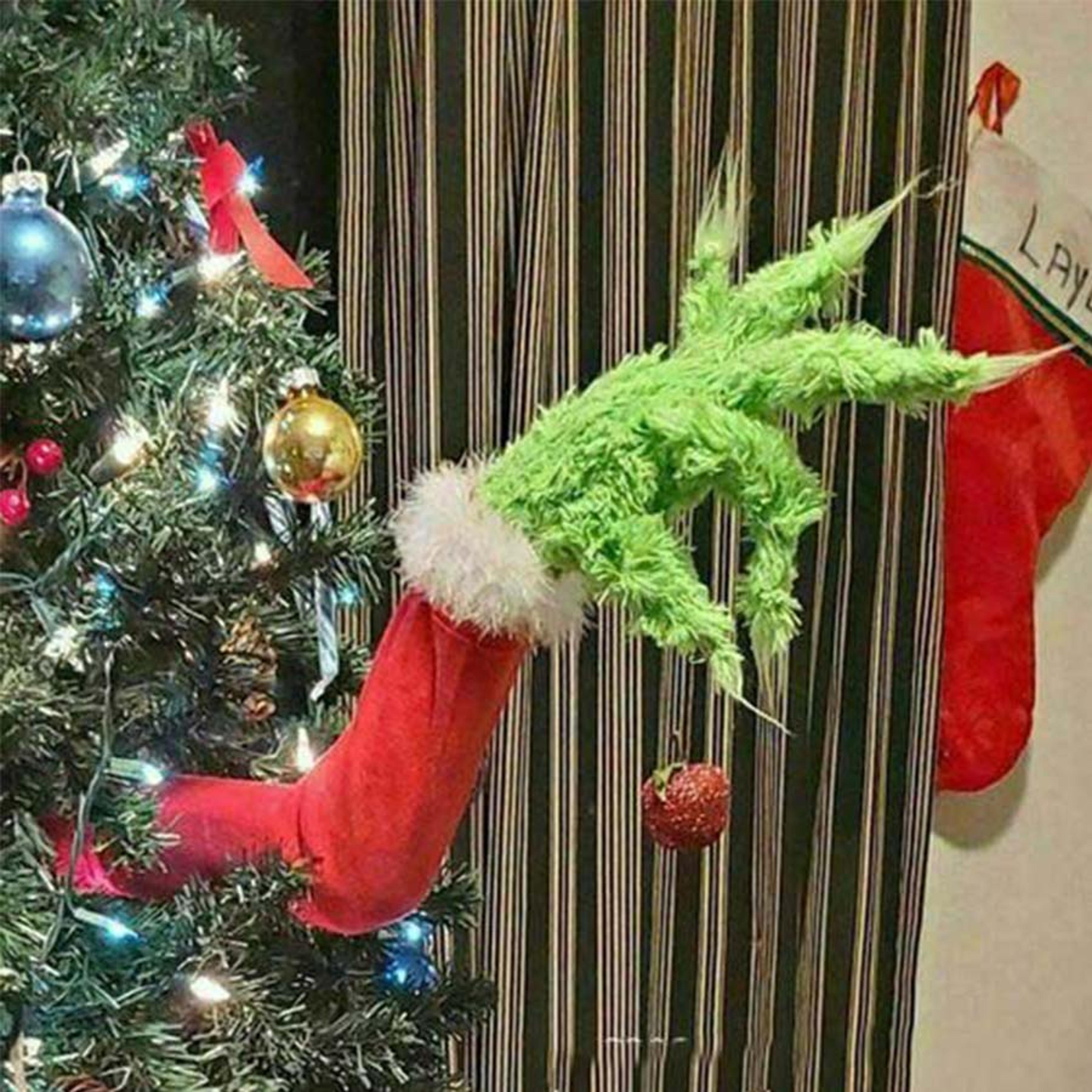 Elf Christmas Tree Decoration Doll Green Fur Monster Arm Doll Elf Decorations Xmas Room Tree Decor  0