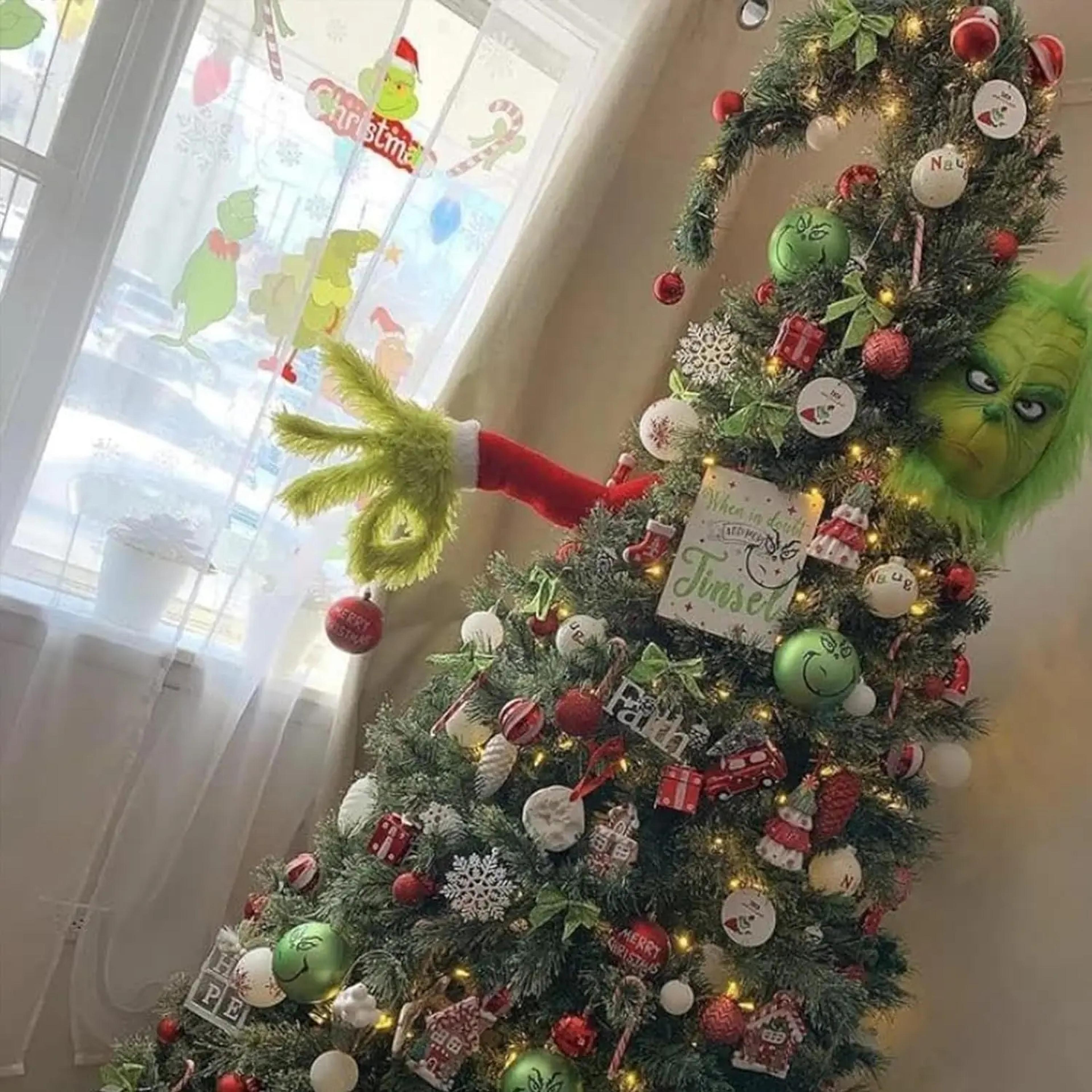 Elf Christmas Tree Decoration Doll Green Fur Monster Arm Doll Elf Decorations Xmas Room Tree Decor  1