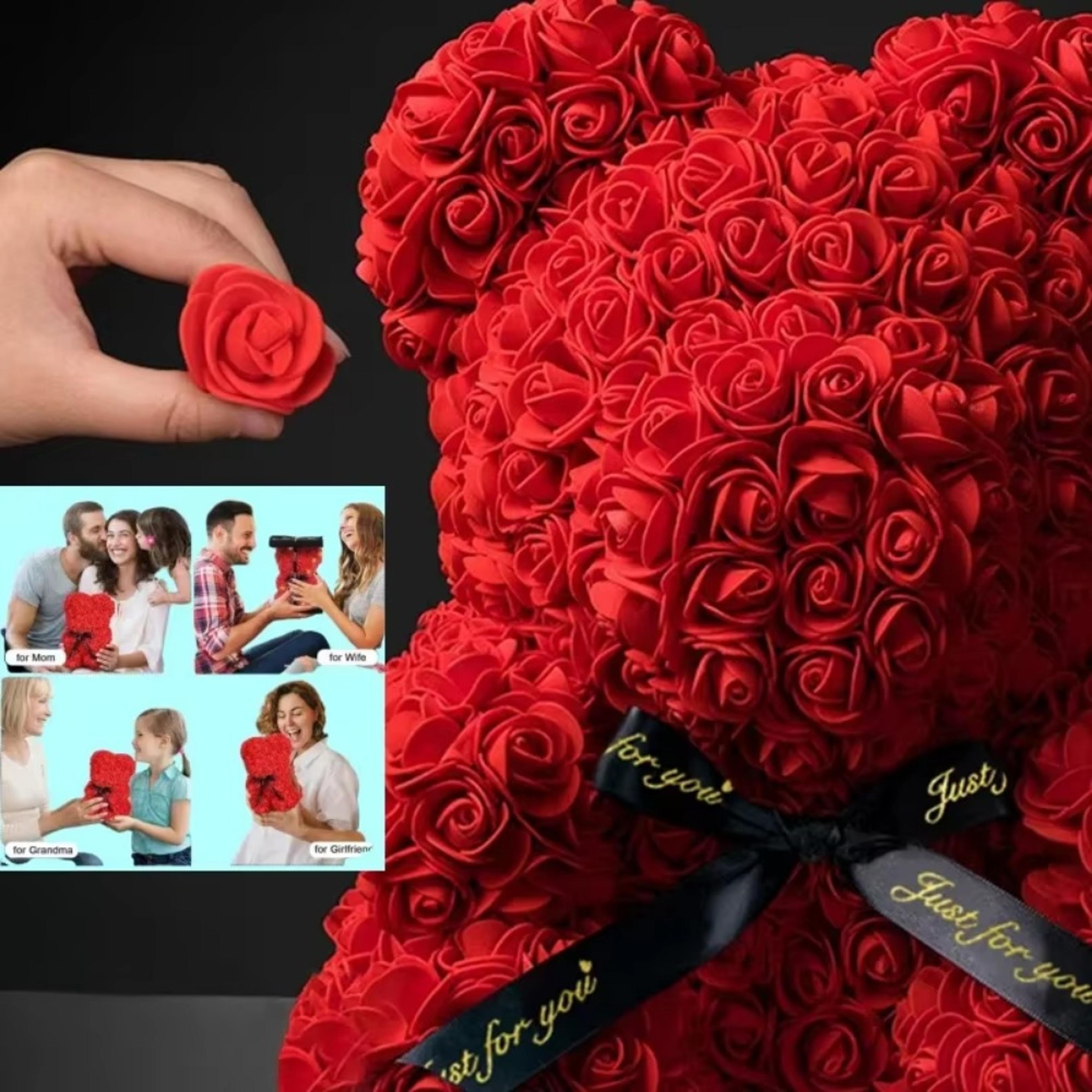 Teddy Bear With Eternal Rose Artificial Flower Gifts For Mom Valentines Day Mothers Day Anniversary 2