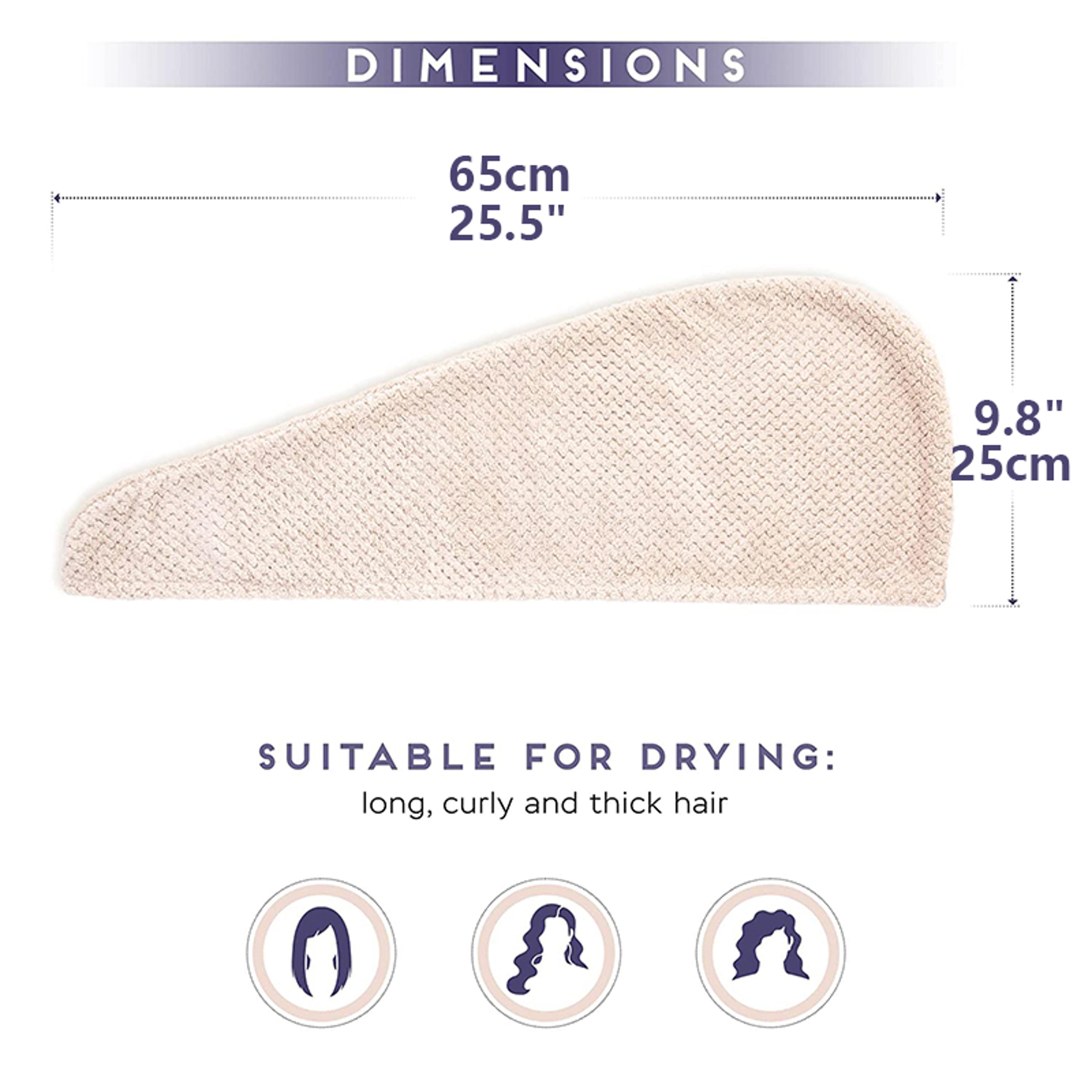 Textured Hair Towel Solid Color Dry Hair Cap 98 X 255 Absorbent Towel Wrap For ButtonDown Women 2