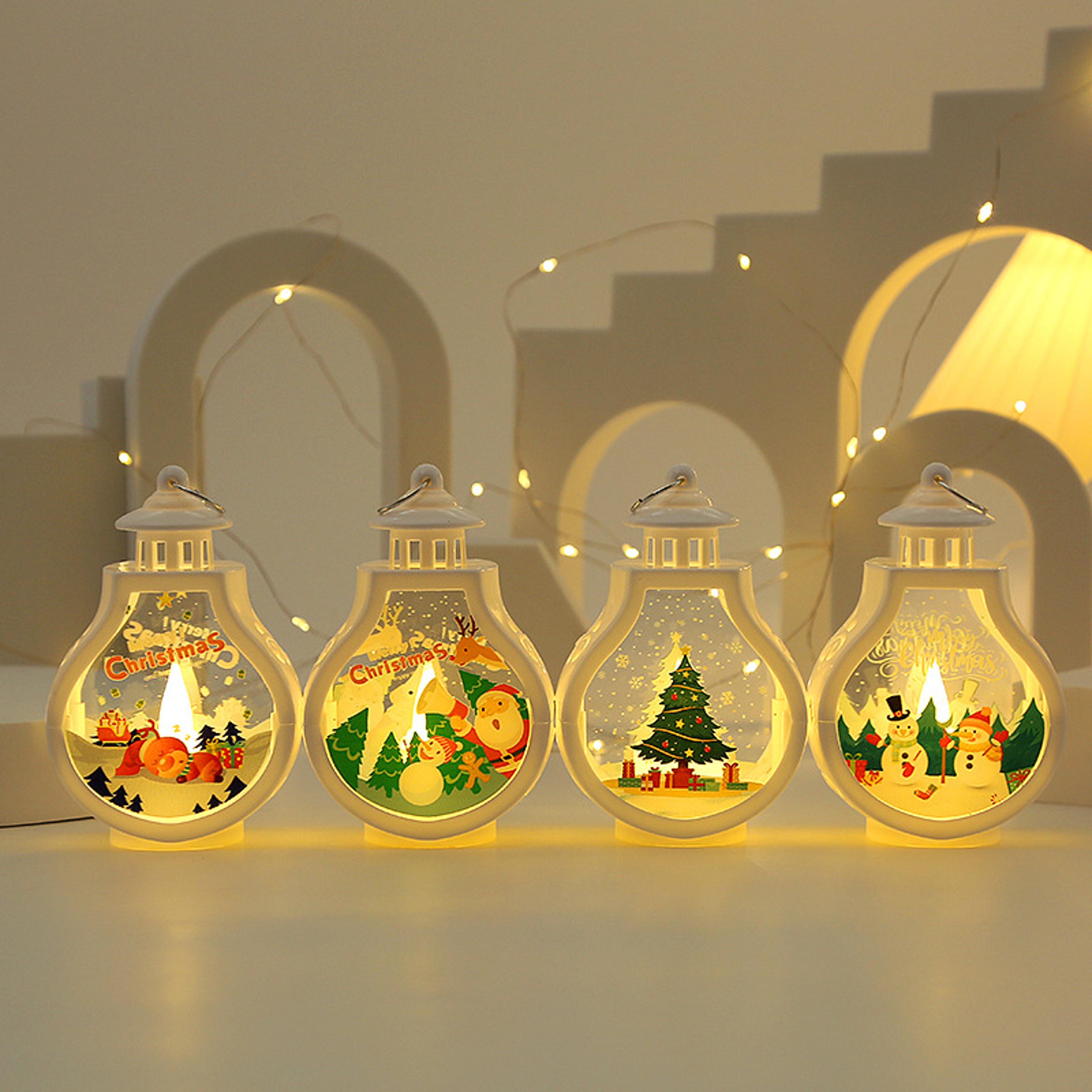 Table Lamp Christmas Portable Candle Holder Wind Lamp Snowman Santa Claus Elk Decorative Christmas  1