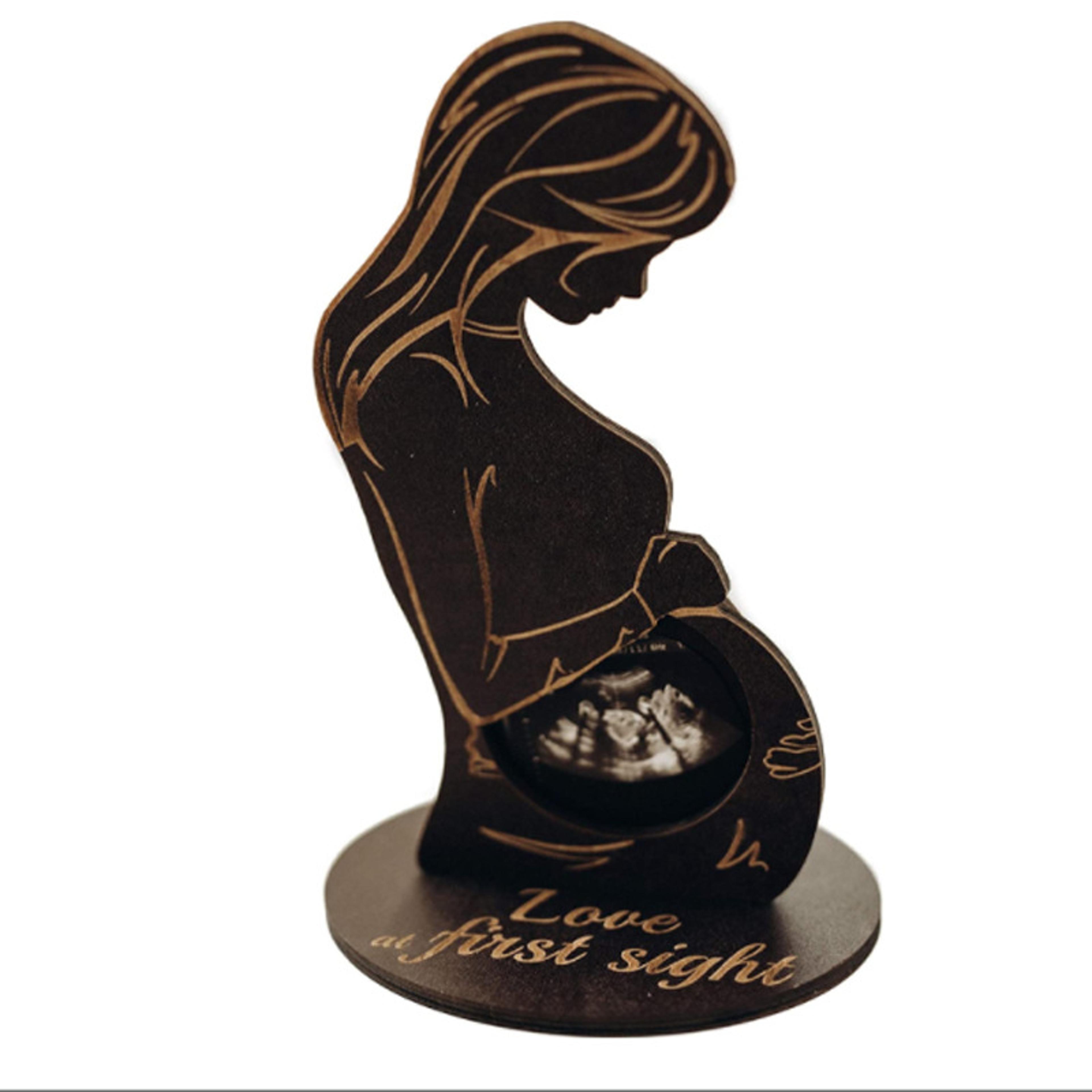 Creative Wooden Ultrasound Photo Frame With Stand Pregnant Sonogram Picture Frame Gender Disclosure 6