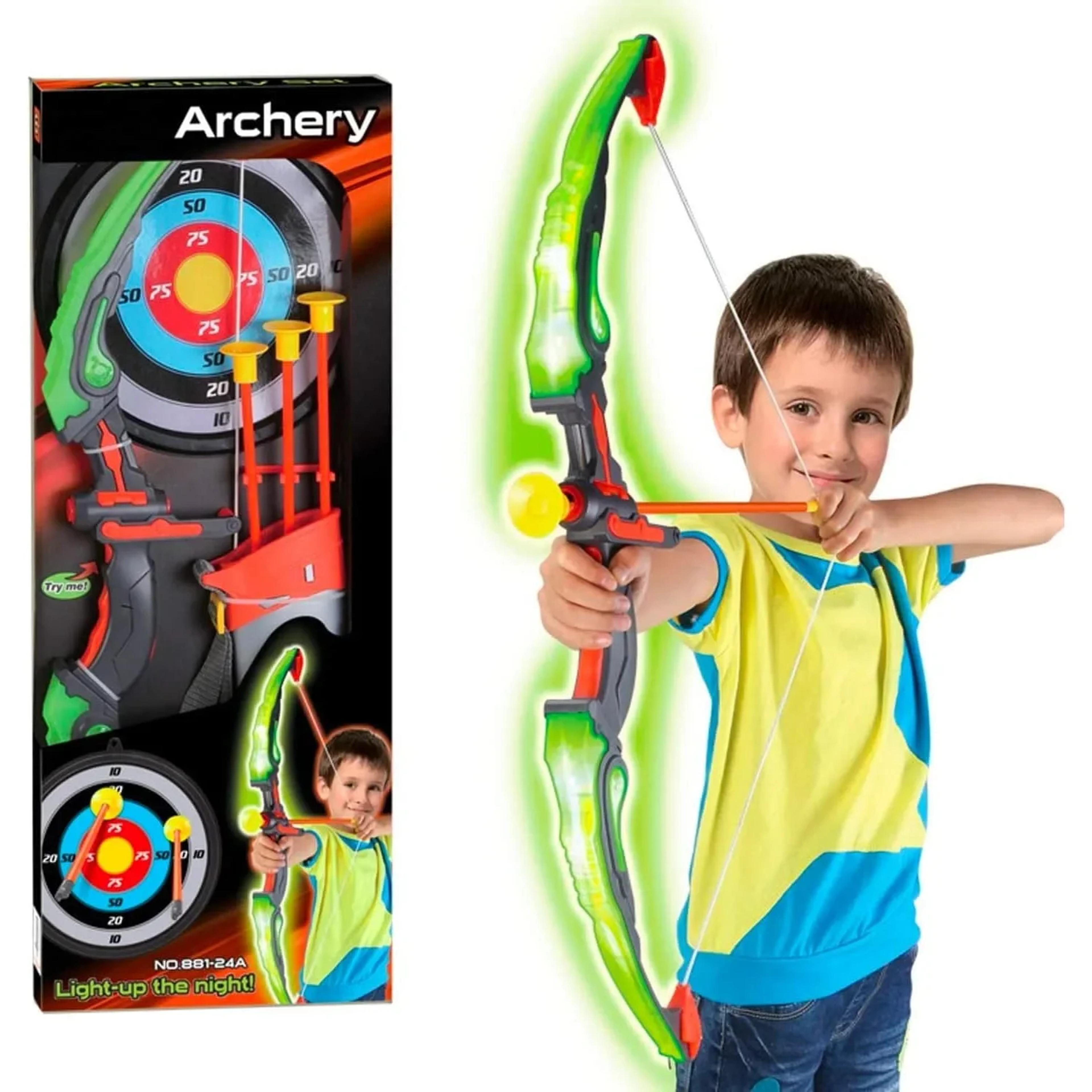 LED Light Up Archery Toy Set For Kids Bow And Arrow Game With Quiver Indoor And Outdoor Sport Toys  0