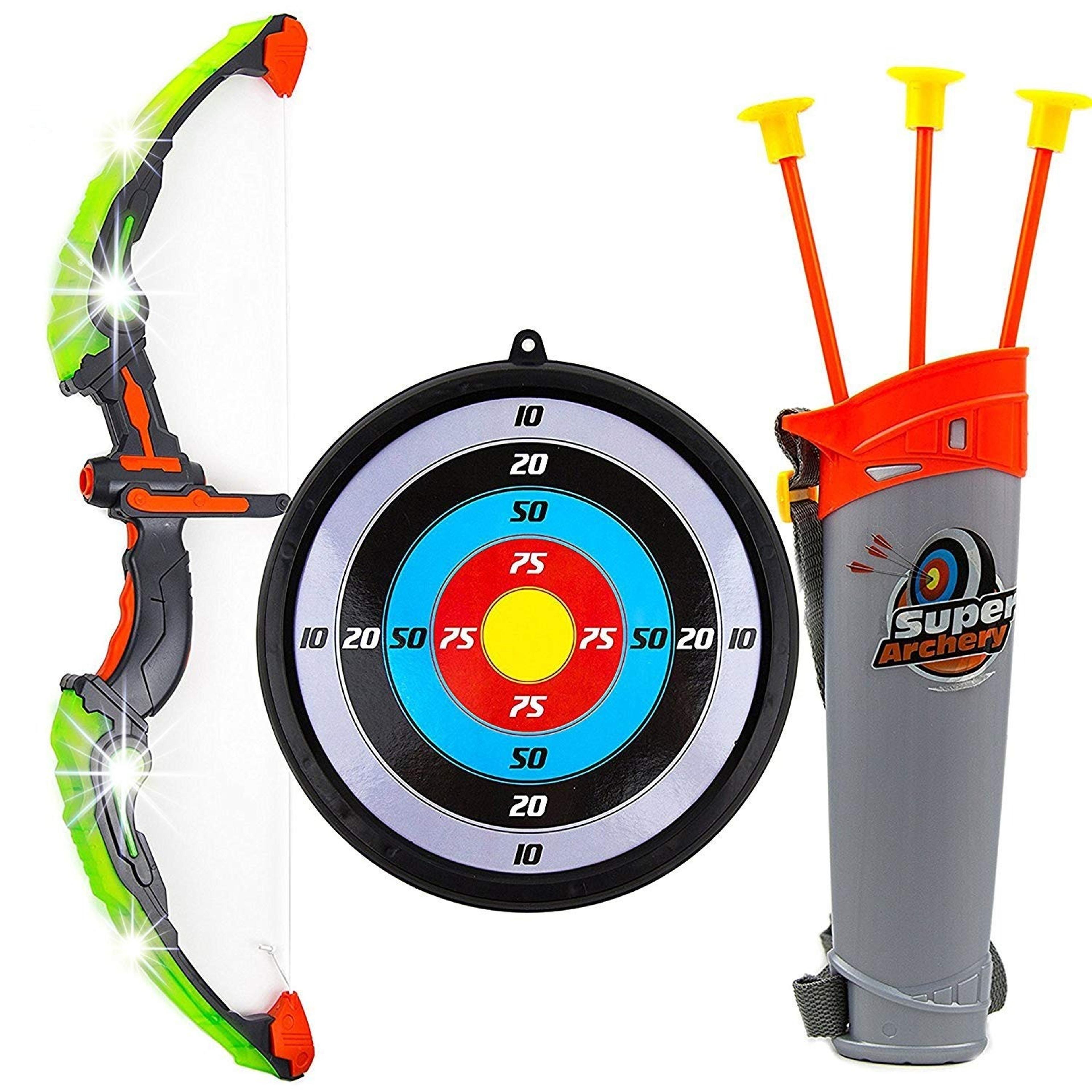 LED Light Up Archery Toy Set For Kids Bow And Arrow Game With Quiver Indoor And Outdoor Sport Toys  2