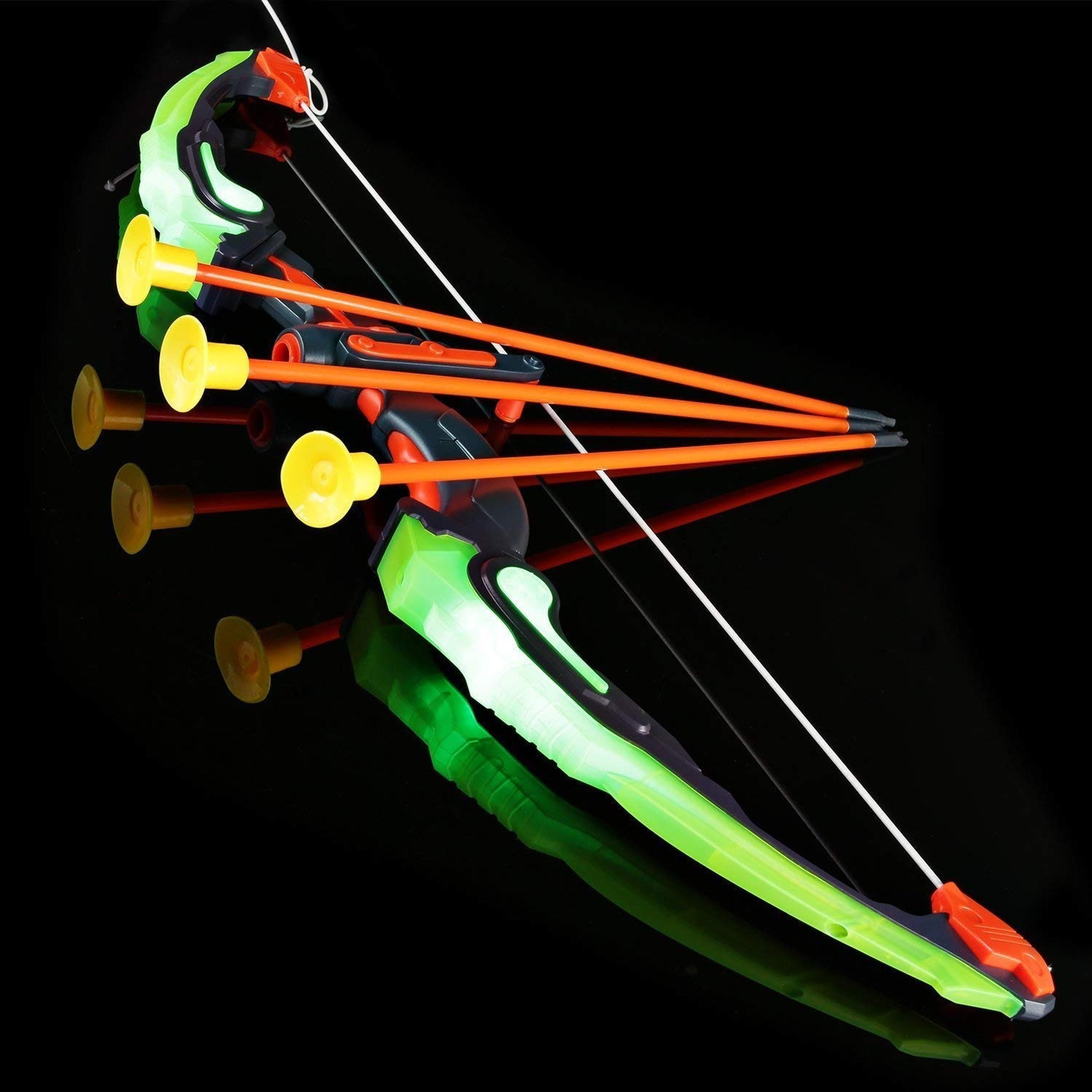 LED Light Up Archery Toy Set For Kids Bow And Arrow Game With Quiver Indoor And Outdoor Sport Toys  4