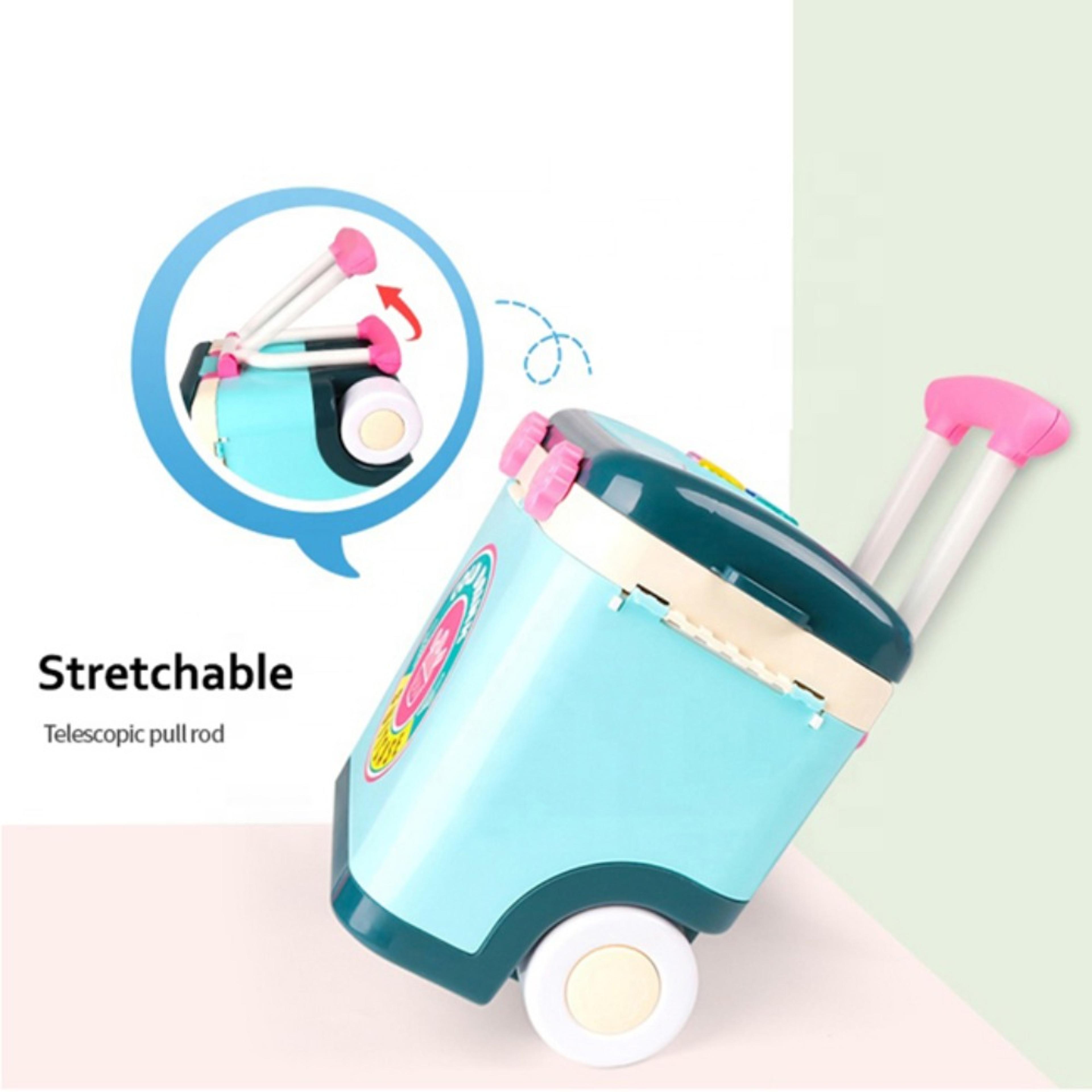 Pretend Play Ice Cream Shop Set Suitcase Dessert Cart Toys Storage Trolley Table Fun Gift For Kids  4