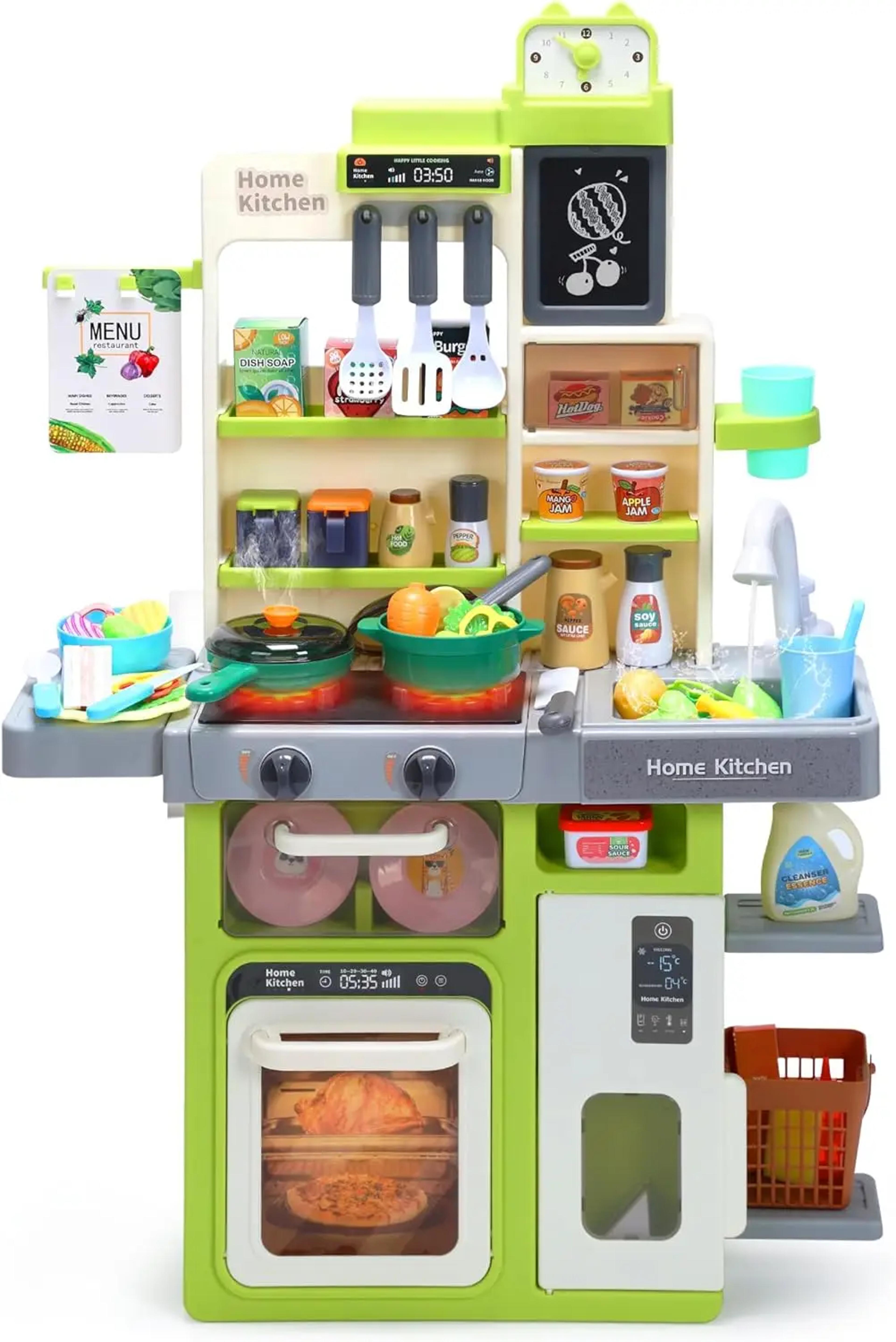 Kids Kitchen Playset Realistic Lights  Sounds Spray Sink Pretend Food Play Gift For Boys Girls Todd 5